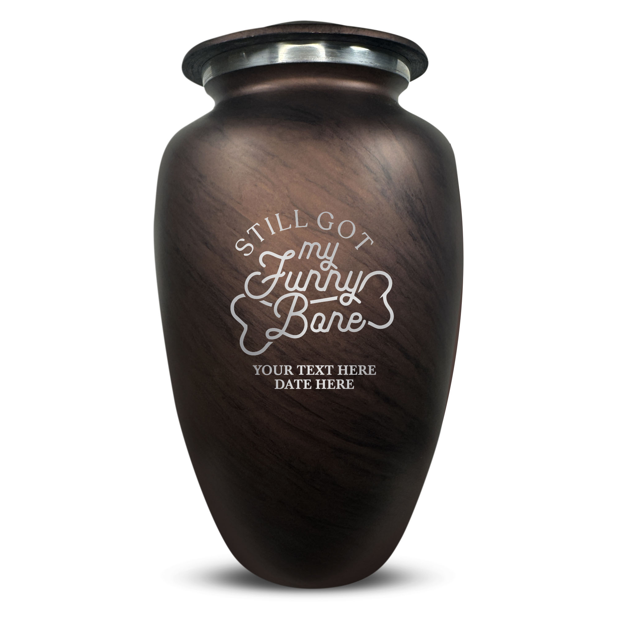 Custom Human Urns - Soft Whisper Collection - Simple Humor Design - Distressed Finish - 200 Cubic Inch