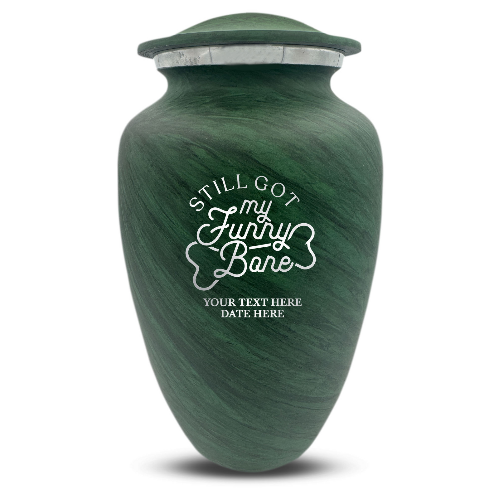 Custom Human Urns - Soft Whisper Collection - Simple Humor Design - Distressed Finish - 200 Cubic Inch