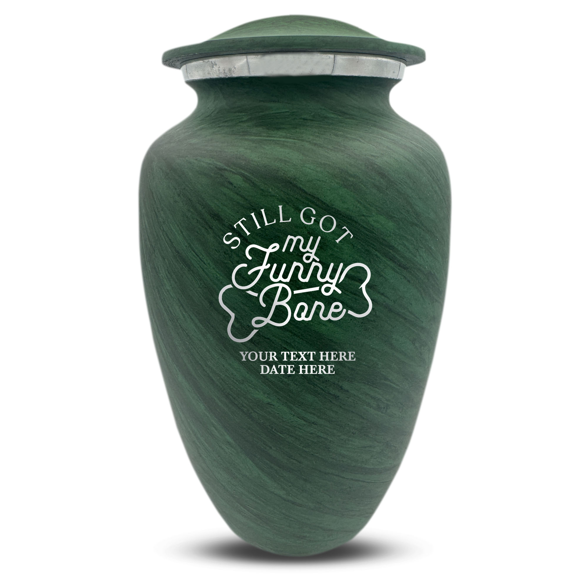 Custom Human Urns - Soft Whisper Collection - Simple Humor Design - Distressed Finish - 200 Cubic Inch