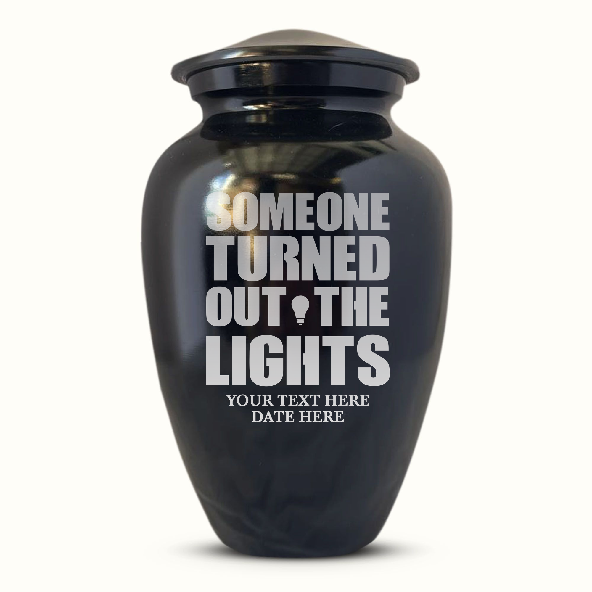 Polished Black Aluminum Human Cremation Urn - 200 Cubic Inch | Funny Memorial