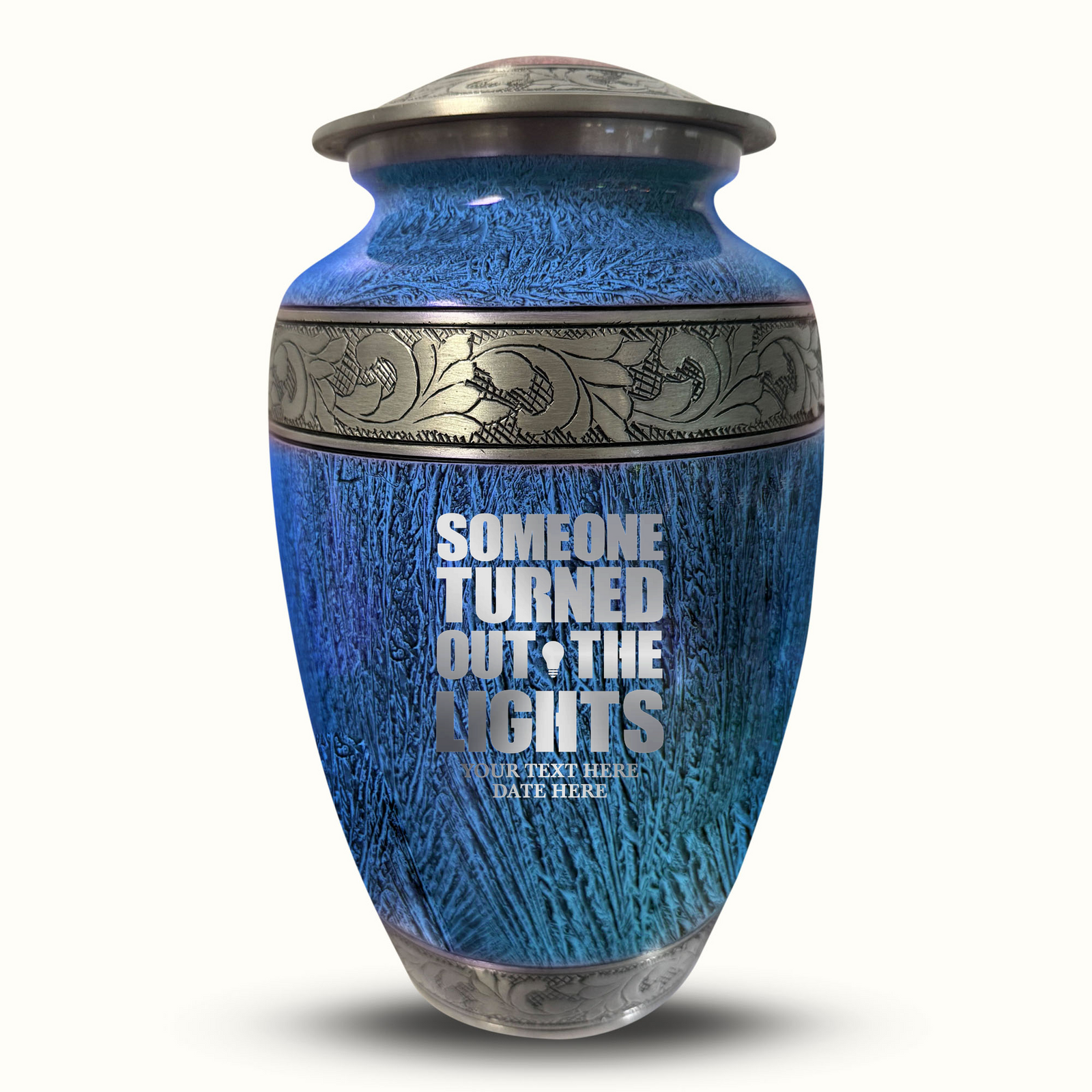 Custom Aluminum Human Urn - Elevate Collection - Simple Humor Design - Distressed Finish - 200 Cubic Inch