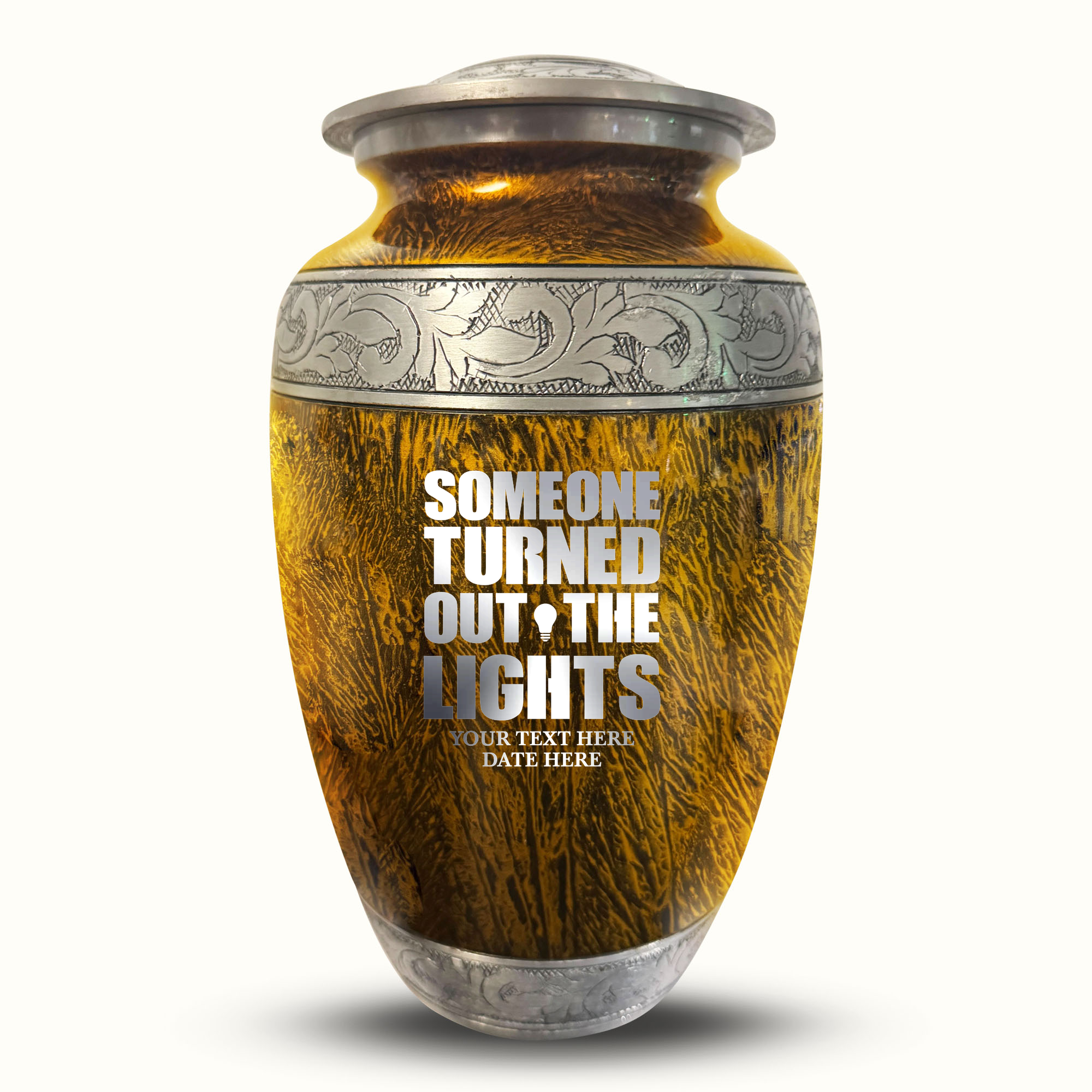 Custom Large Cremation Urn for Human Ashes - Elevate Collection - Simple Humor Design - Distressed Finish - 200 Cubic Inch