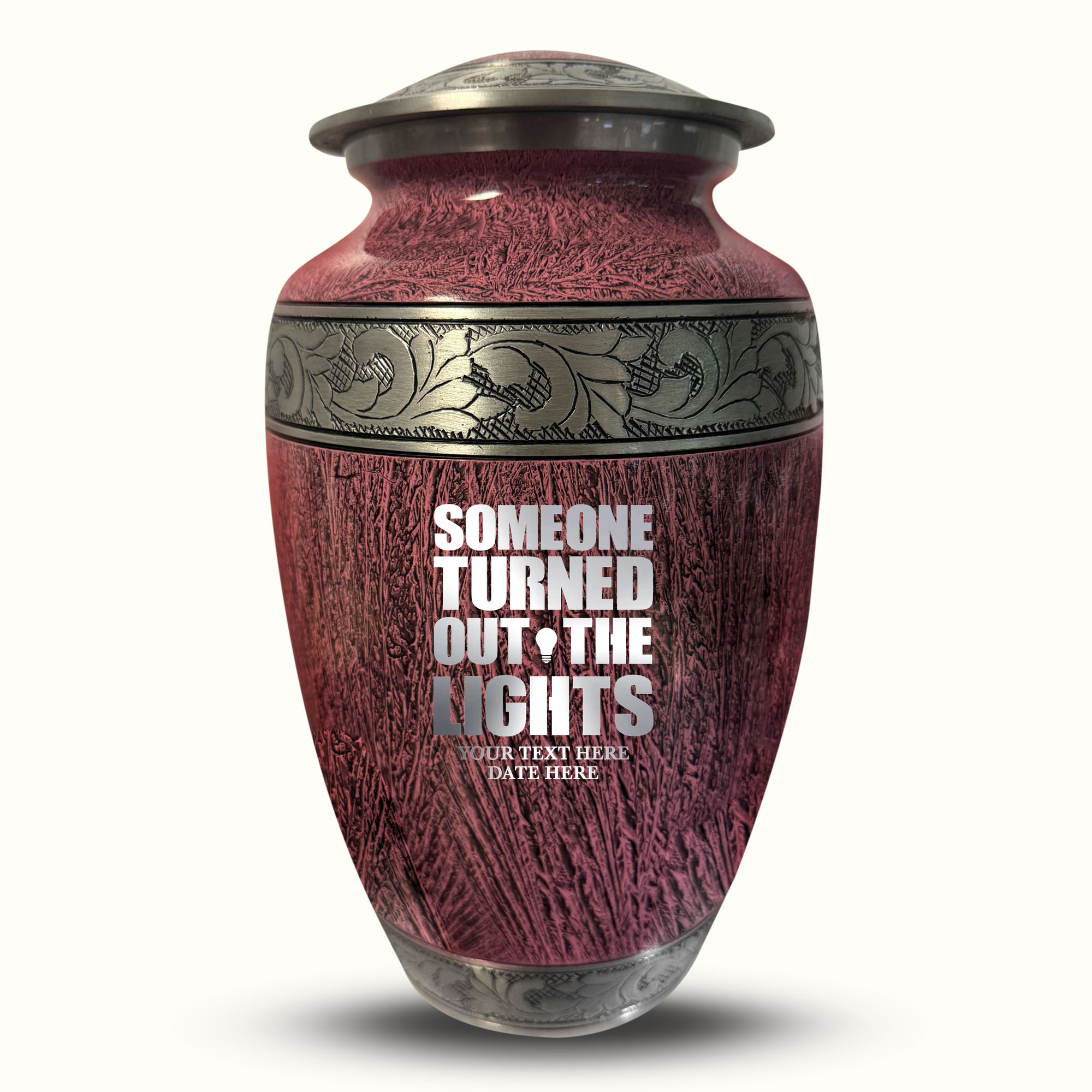 Custom Large Cremation Urn for Human Ashes - Elevate Collection - Simple Humor Design - Distressed Finish - 200 Cubic Inch