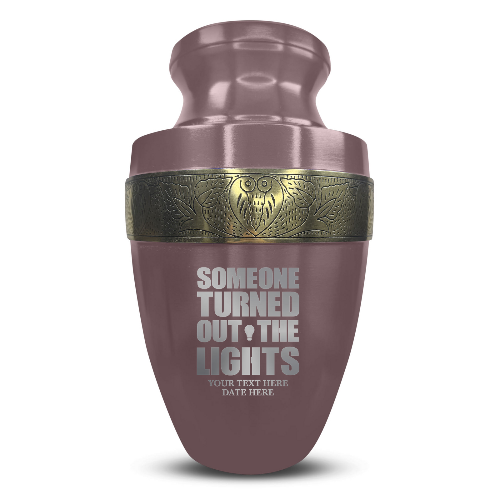 Custom Aluminum Human Urn - Simple Humor Design - Elite Collection with Gold Inlay - 200 Cubic Inch