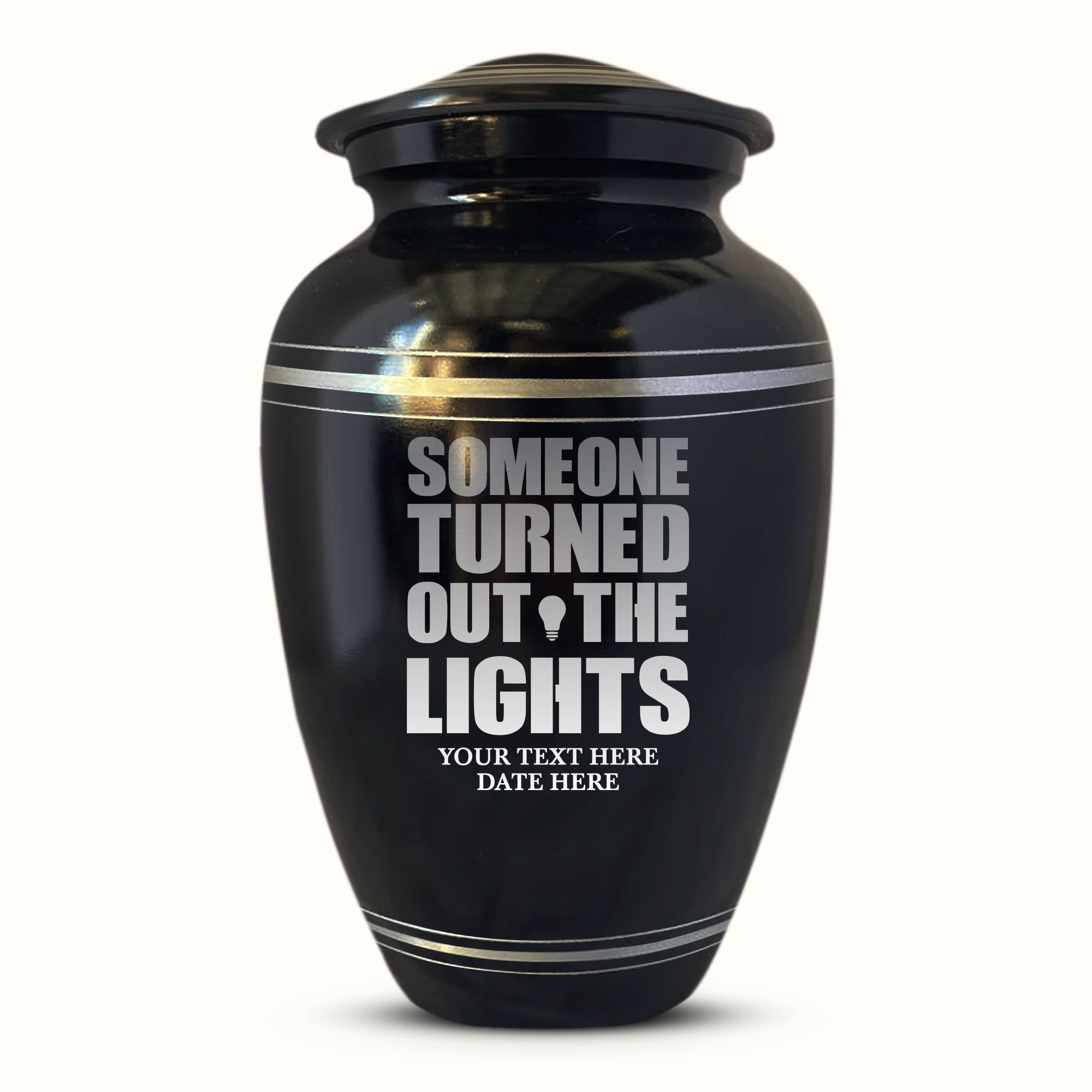 Polished Aluminum with Silver Rim Human Cremation Urn - 200 Cubic Inch | Funny Memorial