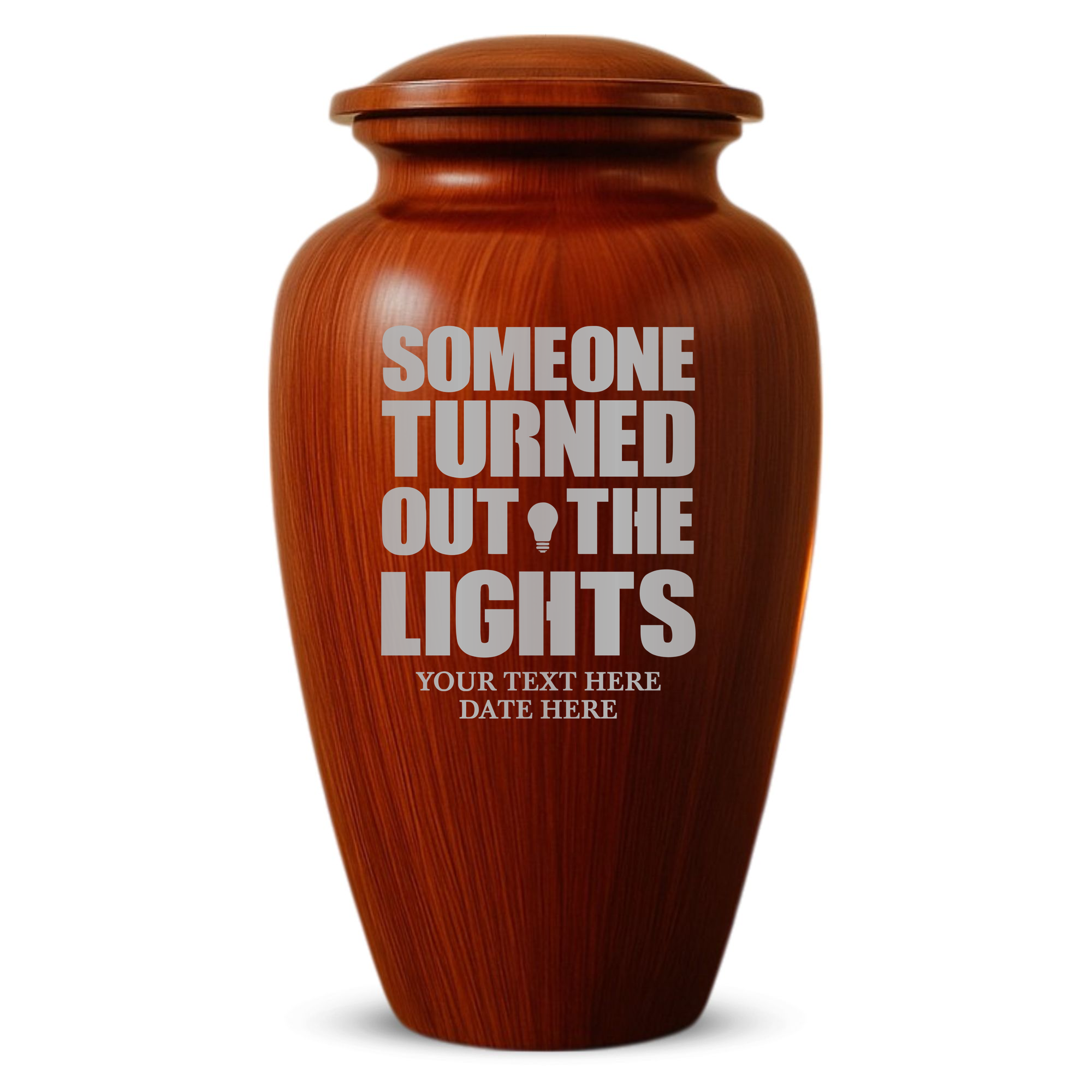 Human Cremation Urn - 200 Cubic Inch - Ingrained Wood Style Finish | Funny Memorial