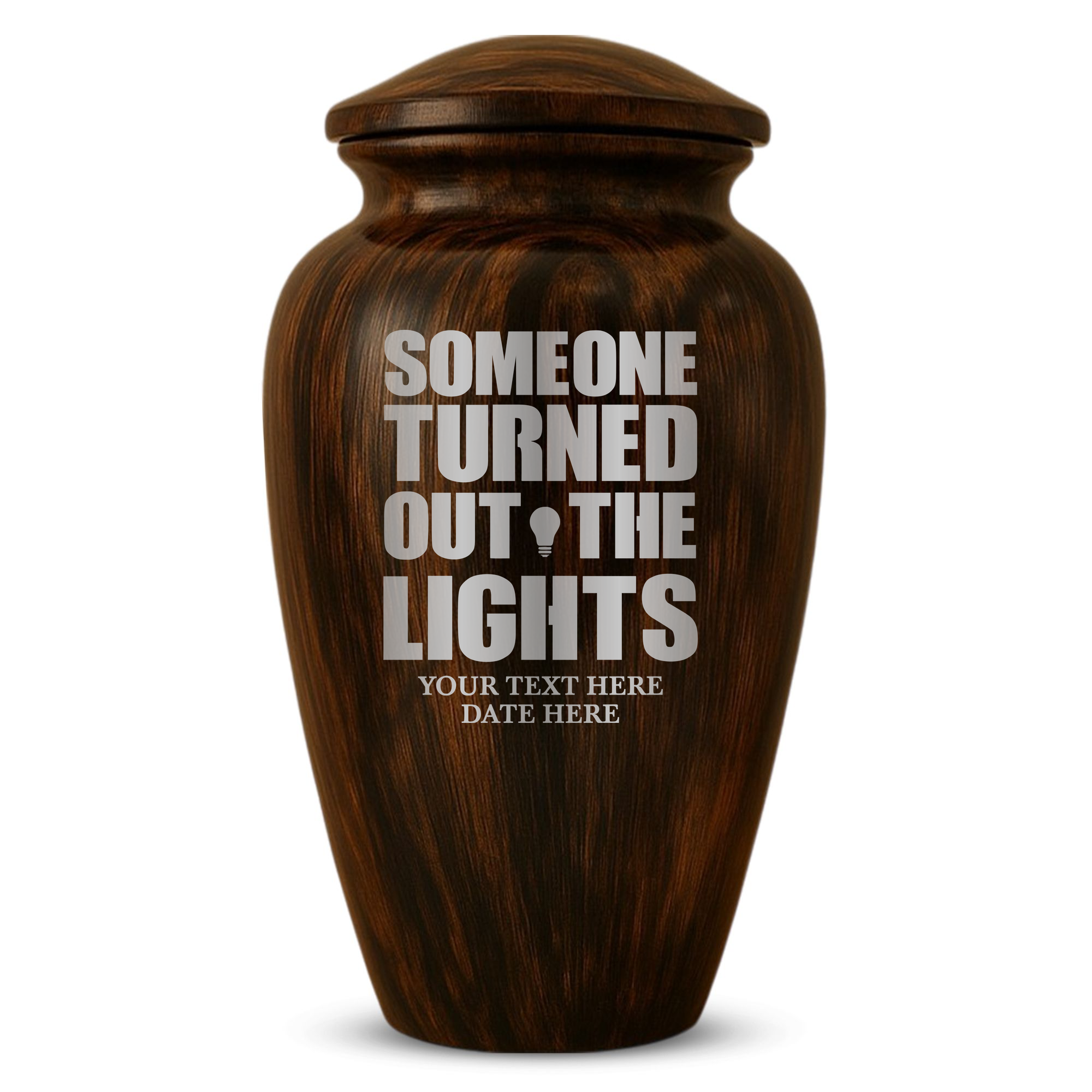 Human Cremation Urn - 200 Cubic Inch - Ingrained Wood Style Finish | Funny Memorial