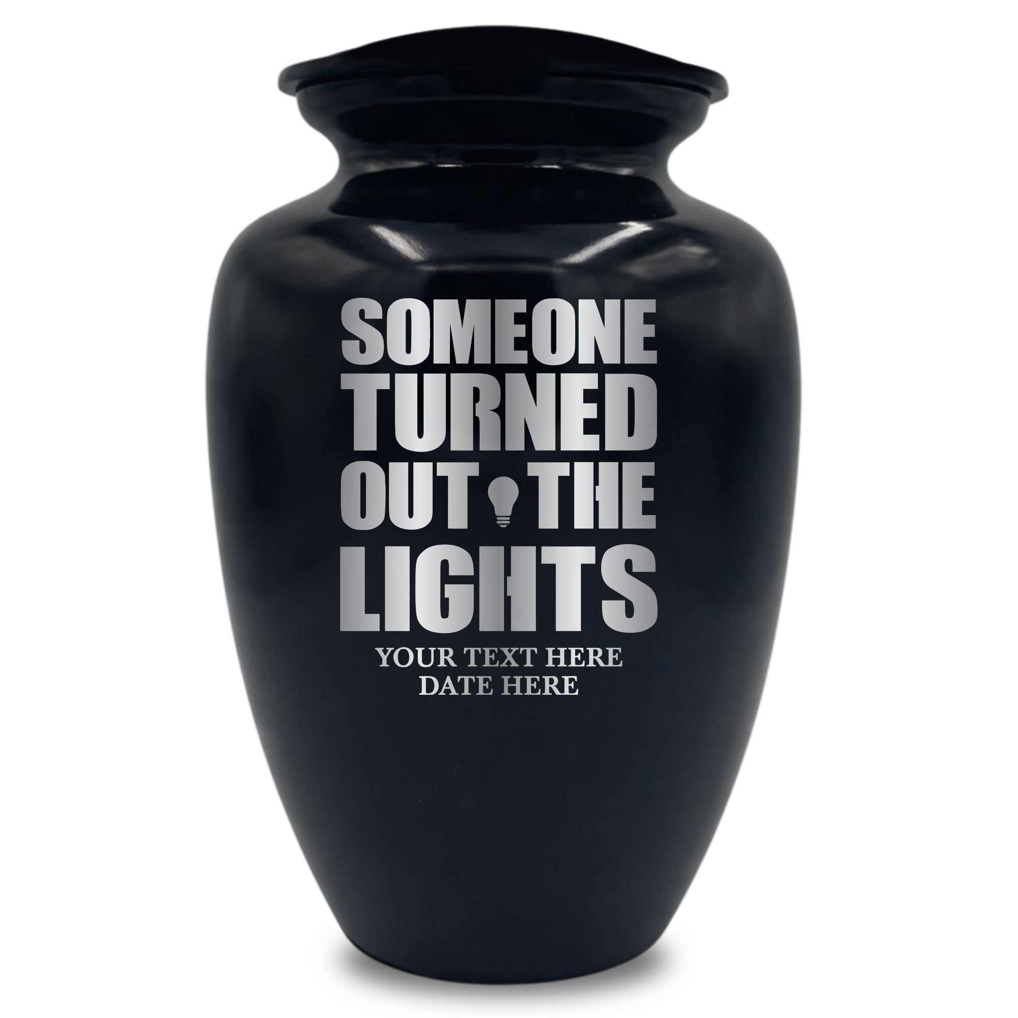 Polished Extra Large Human Cremation Urn 200-350 Cubic Inch - Engraved Aluminum | Funny Memorial