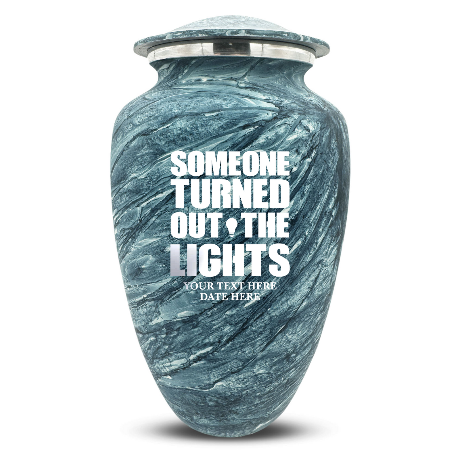 Custom Human Urns - Soft Whisper Collection - Simple Humor Design - Distressed Finish - 200 Cubic Inch