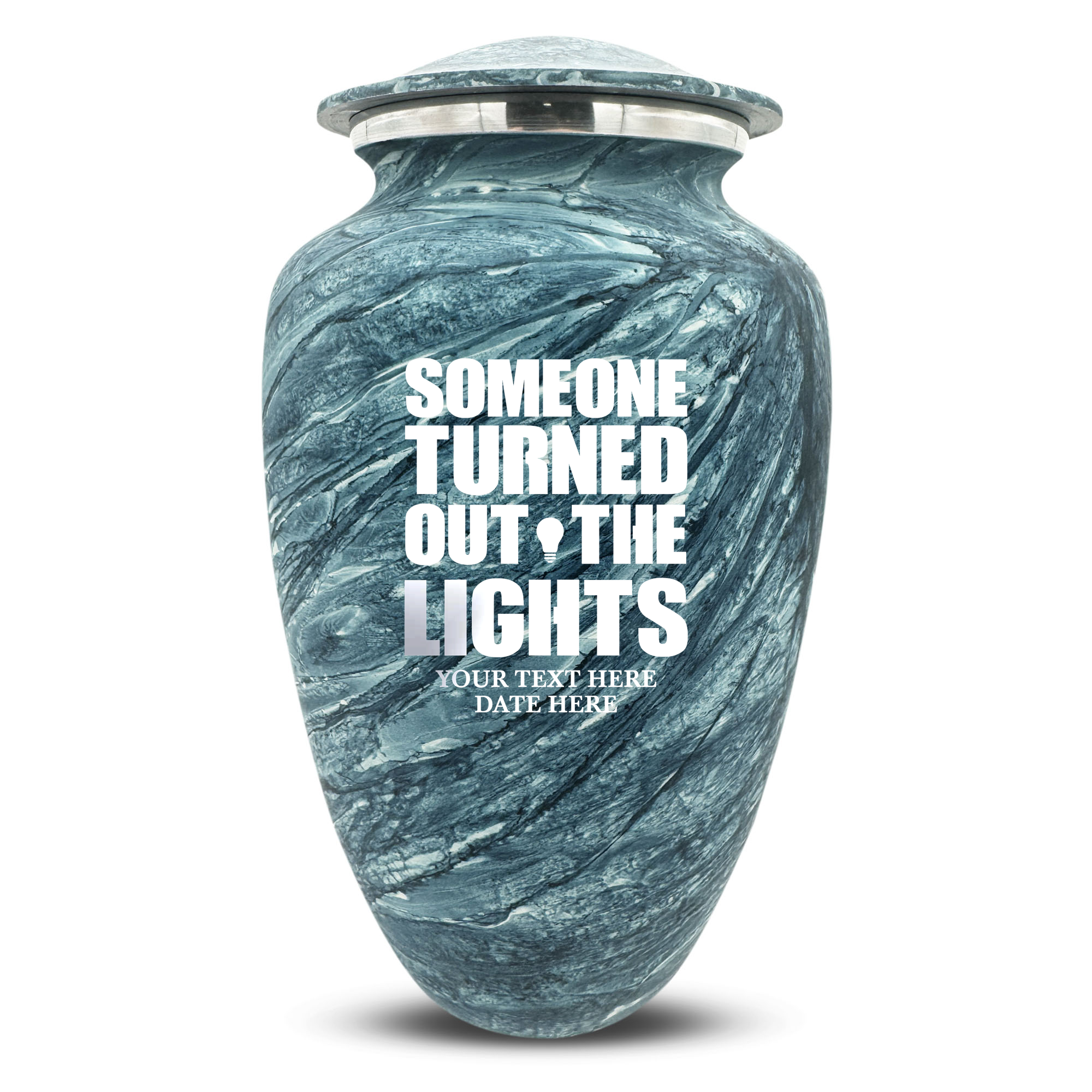 Custom Human Urns - Soft Whisper Collection - Simple Humor Design - Distressed Finish - 200 Cubic Inch