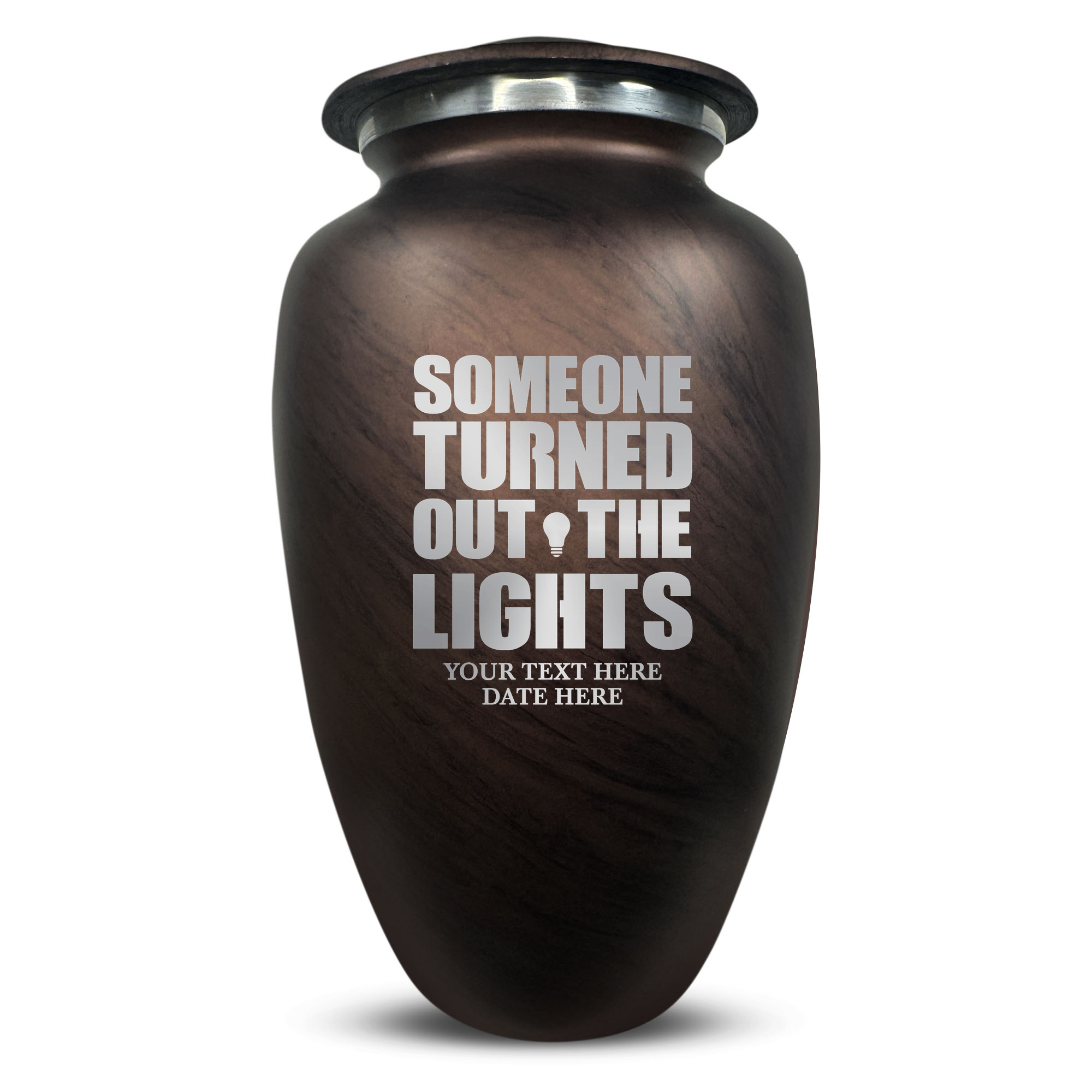 Custom Human Urns - Soft Whisper Collection - Simple Humor Design - Distressed Finish - 200 Cubic Inch