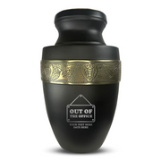 Custom Aluminum Human Urn - Funny Office Design - Elite Collection with Gold Inlay - 200 Cubic Inch