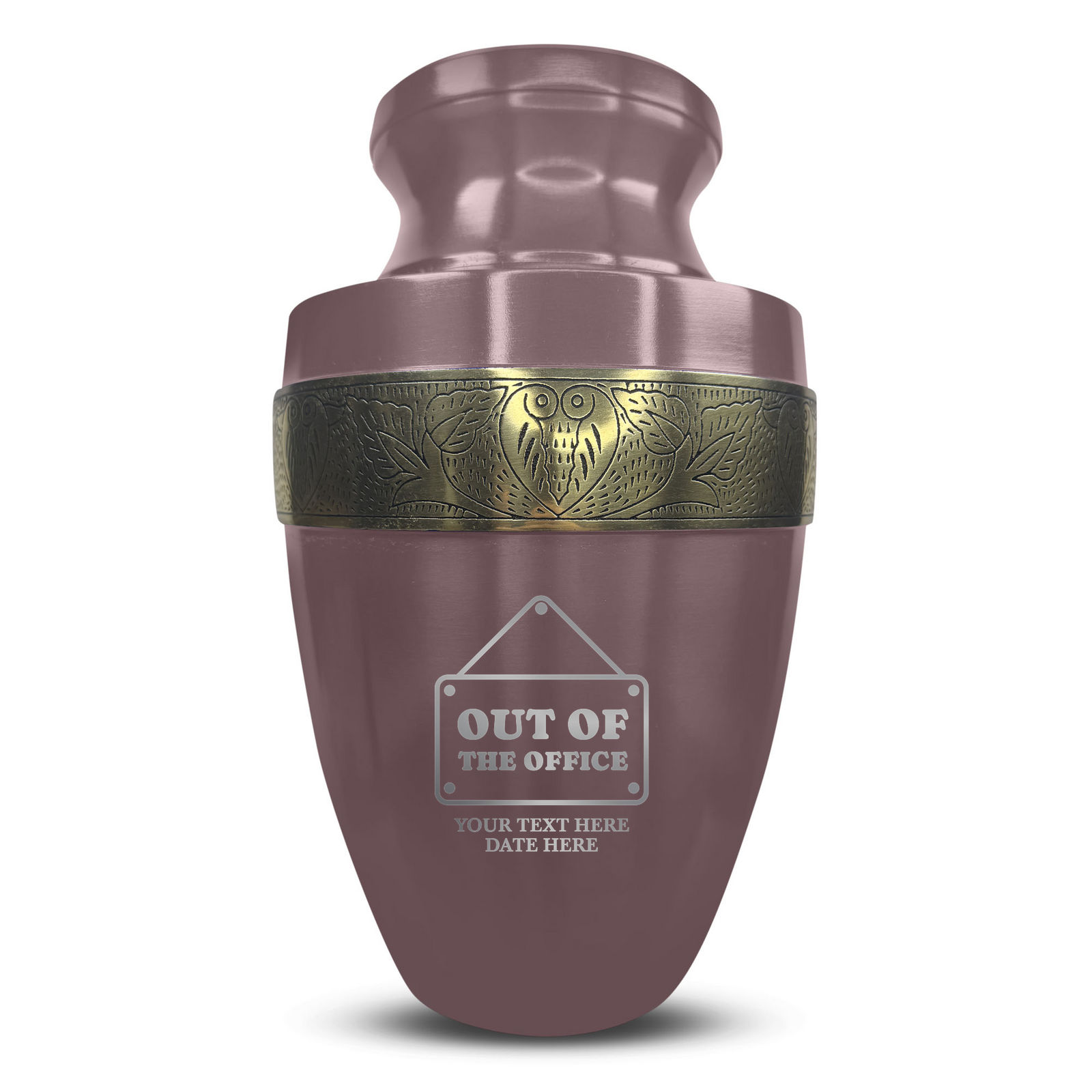 Custom Aluminum Human Urn - Funny Office Design - Elite Collection with Gold Inlay - 200 Cubic Inch