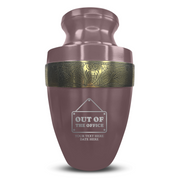 Custom Aluminum Human Urn - Funny Office Design - Elite Collection with Gold Inlay - 200 Cubic Inch