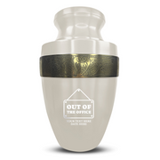 Custom Aluminum Human Urn - Funny Office Design - Elite Collection with Gold Inlay - 200 Cubic Inch