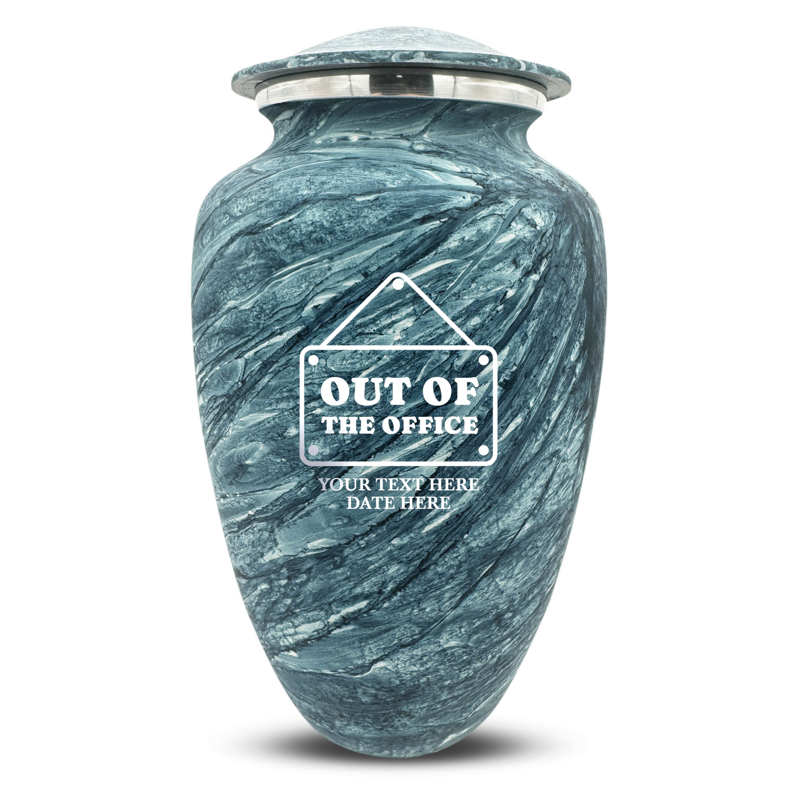 Custom Human Urns - Soft Whisper Collection - Funny Office Design - Distressed Finish - 200 Cubic Inch