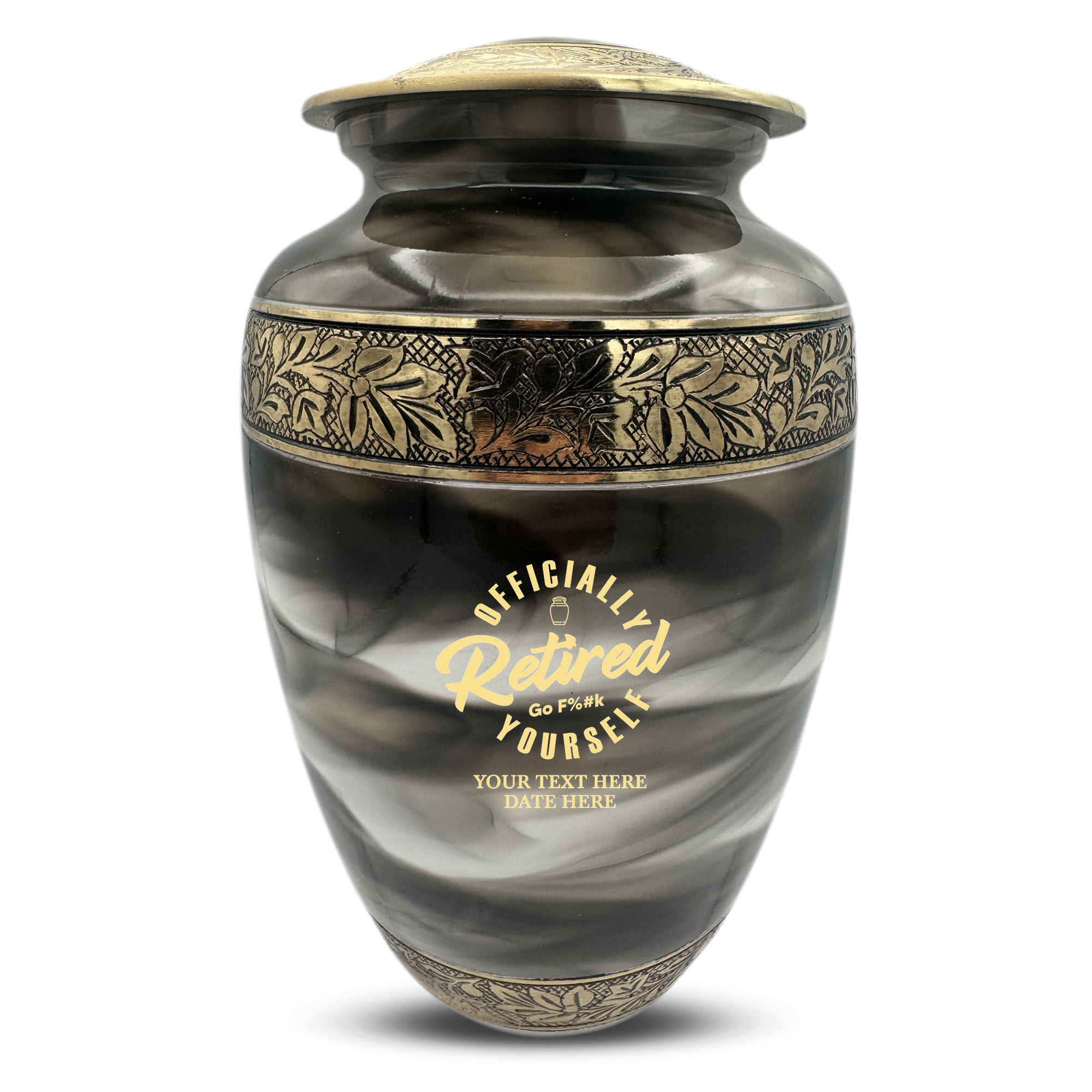 Custom Aluminum Cremation Urn for Human Ashes - Suzesta Pearl White Memorial Urn - Funny Office Design - 200 Cubic Inch