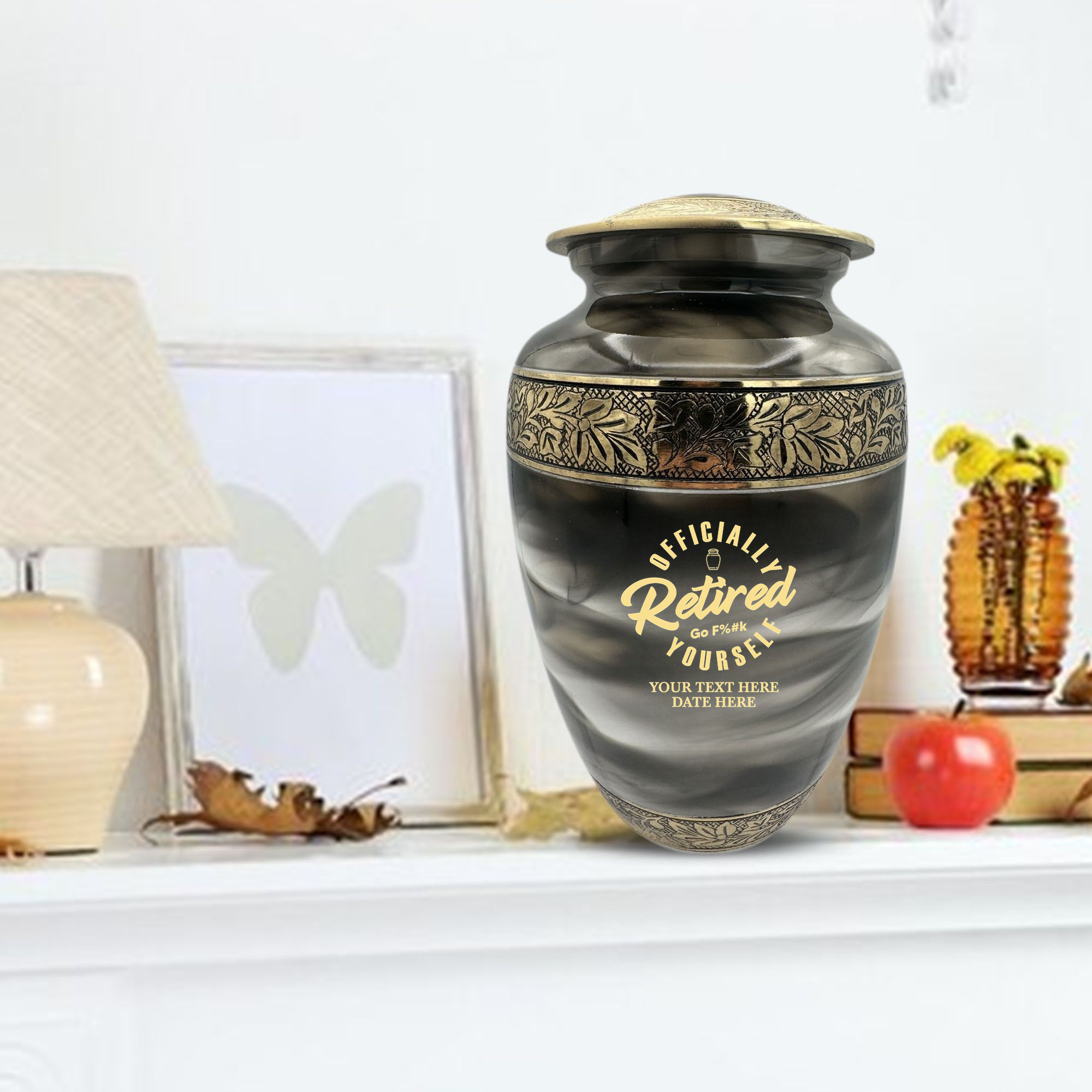 Custom Aluminum Human Urns - Suzesta Pearl White Memorial Urn - Funny Office Design - 200 Cubic Inch