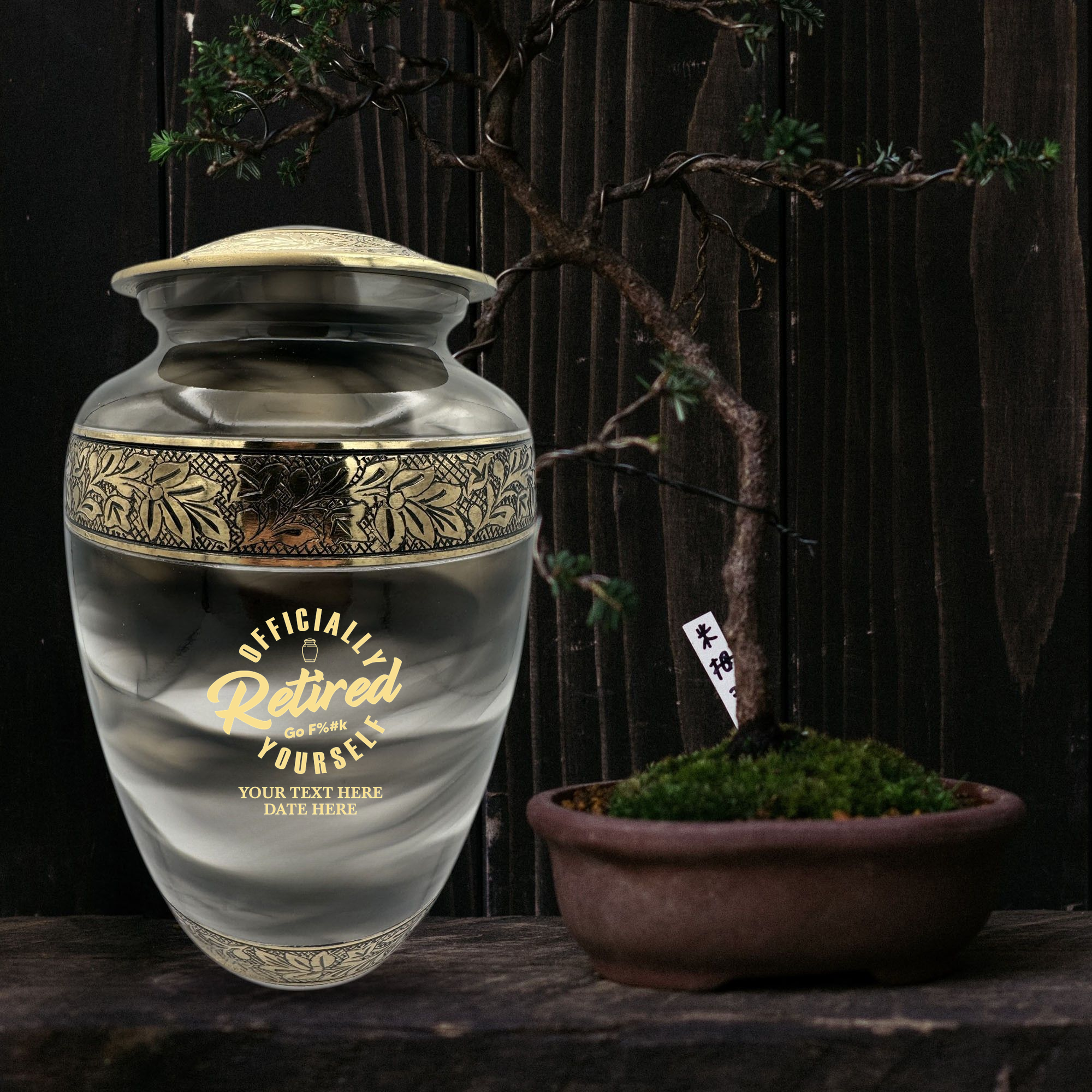 Custom Aluminum Human Urns - Suzesta Pearl White Memorial Urn - Funny Office Design - 200 Cubic Inch