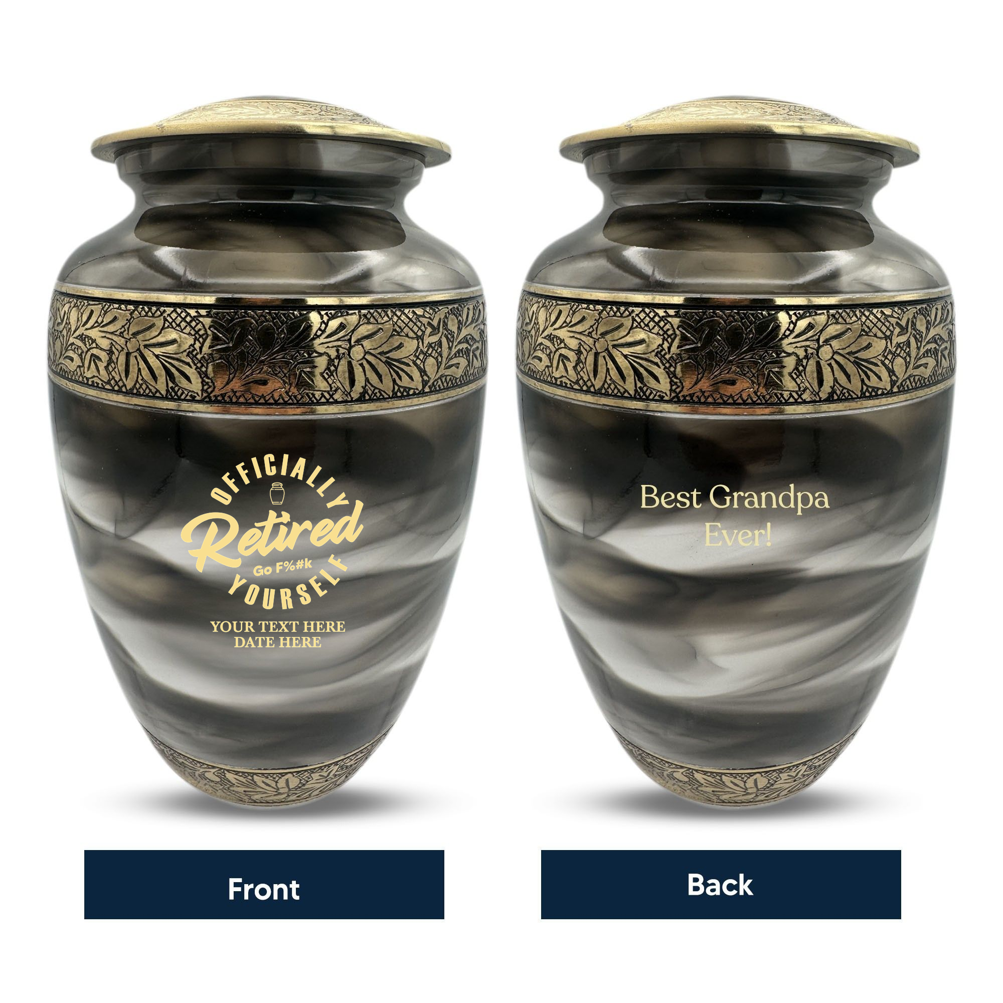 Custom Aluminum Human Urns - Suzesta Pearl White Memorial Urn - Funny Office Design - 200 Cubic Inch