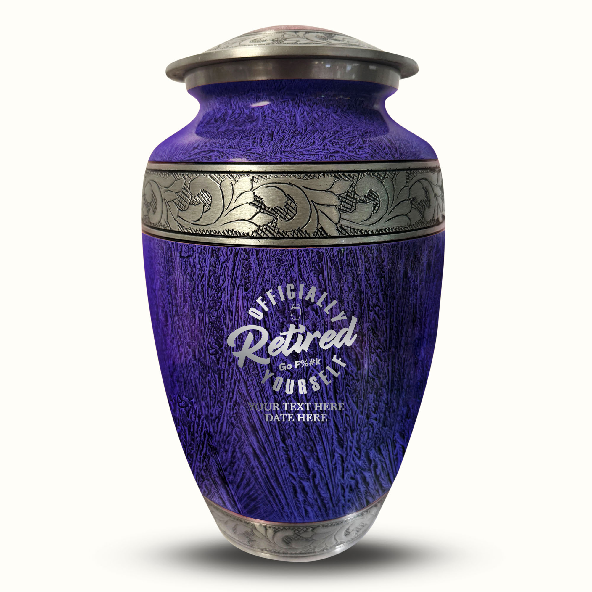 Custom Large Cremation Urn for Human Ashes - Elevate Collection - Funny Office Design - Distressed Finish - 200 Cubic Inch