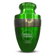Custom Aluminum Human Urn - Funny Tech Design - Elite Collection with Gold Inlay - 200 Cubic Inch