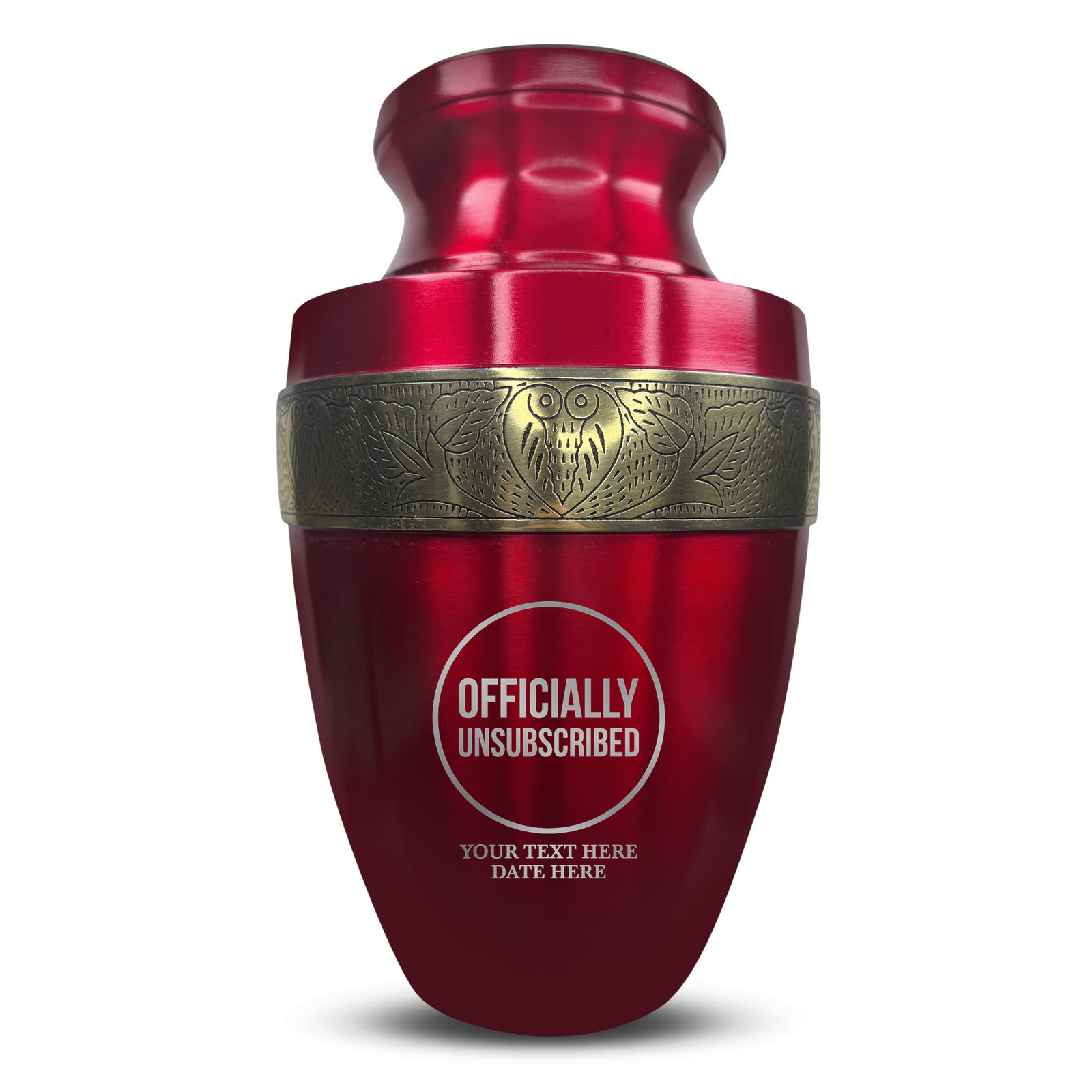 Custom Aluminum Human Urn - Funny Tech Design - Elite Collection with Gold Inlay - 200 Cubic Inch