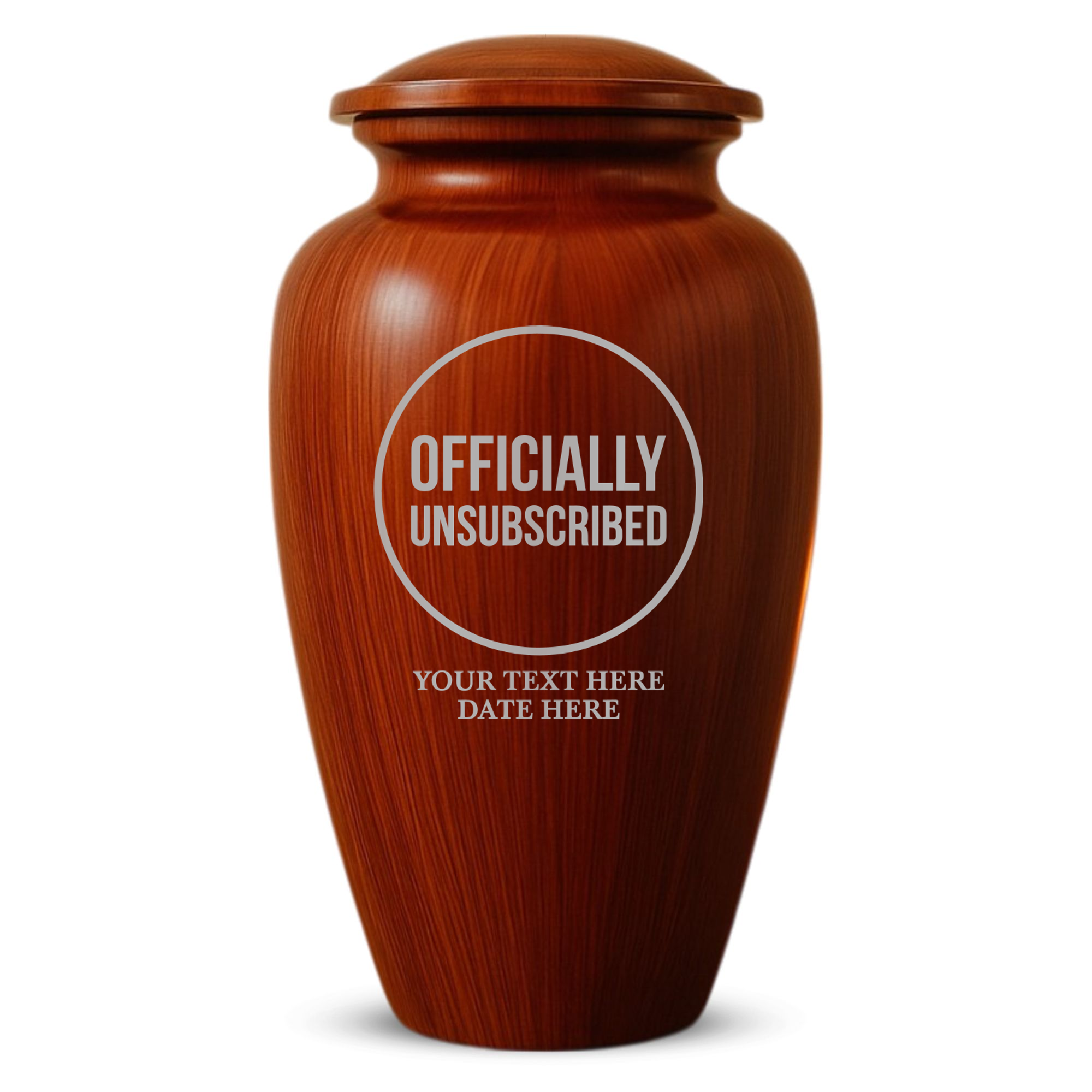 Human Cremation Urn - 200 Cubic Inch - Ingrained Wood Style Finish | Tech Humor