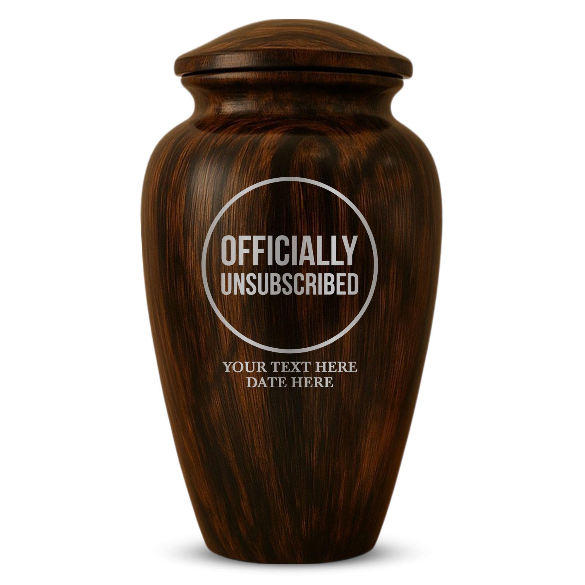 Human Cremation Urn - 200 Cubic Inch - Ingrained Wood Style Finish | Tech Humor