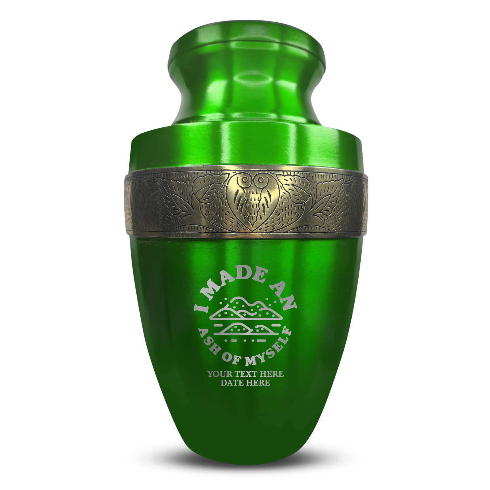 Custom Aluminum Human Urn - Dark Humor Design - Elite Collection with Gold Inlay - 200 Cubic Inch