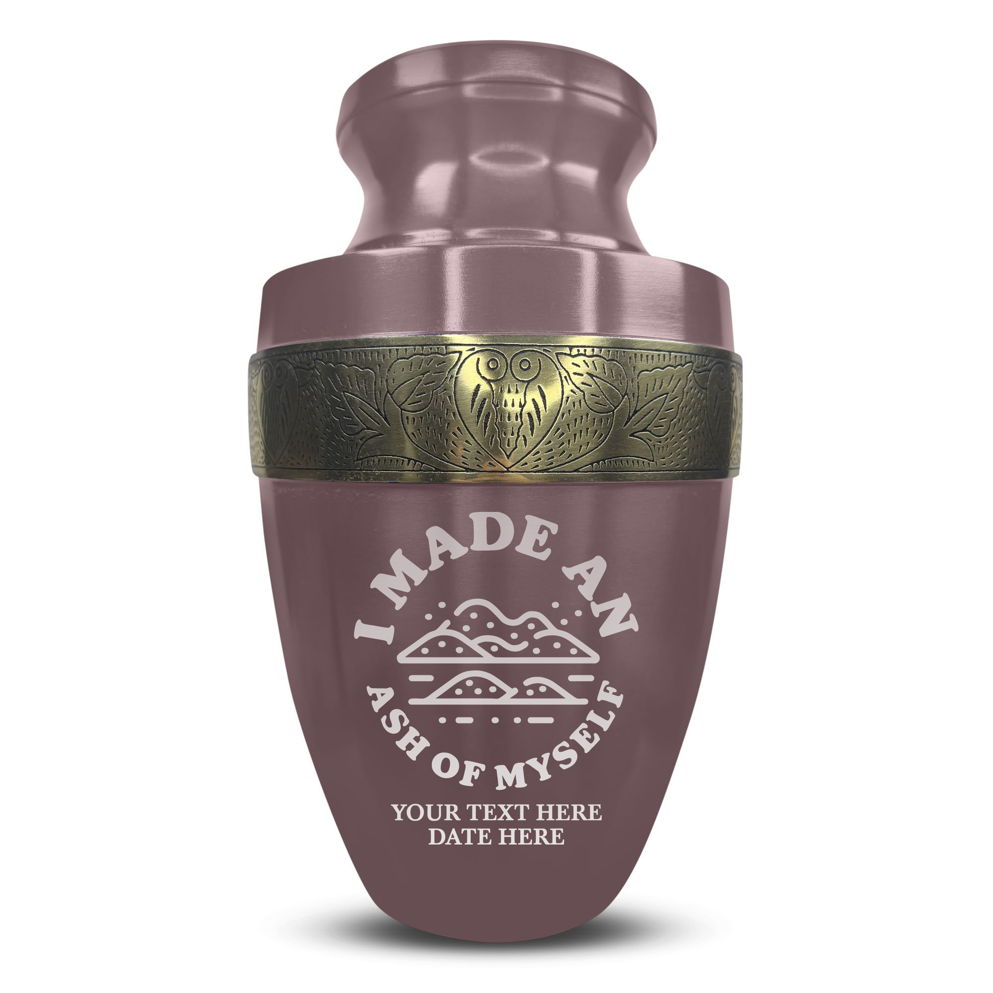 Elite Human Cremation Urn – 200 Cubic Inch – Aluminum with Gold Inlay | Afterlife Humor