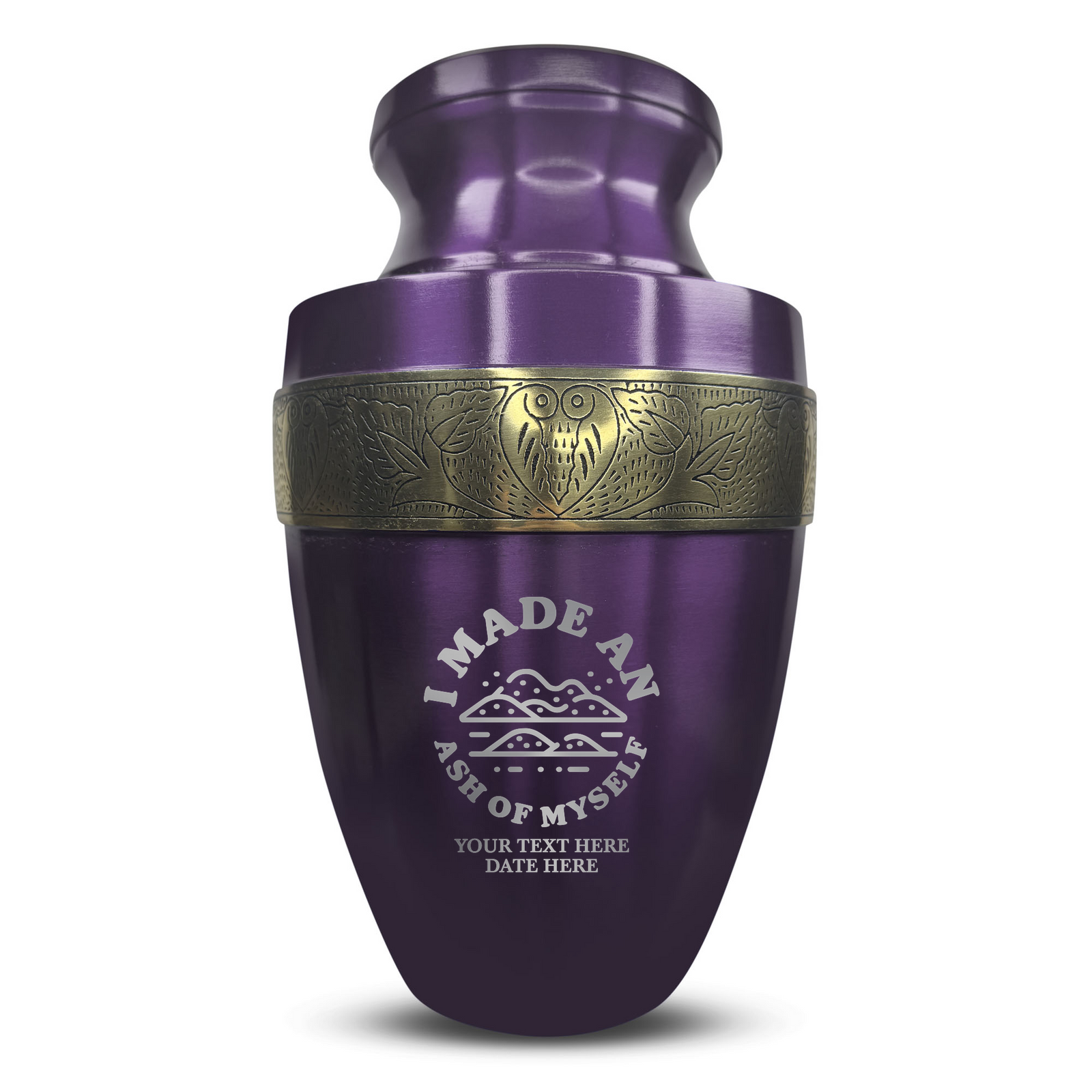 Custom Aluminum Human Urn - Dark Humor Design - Elite Collection with Gold Inlay - 200 Cubic Inch