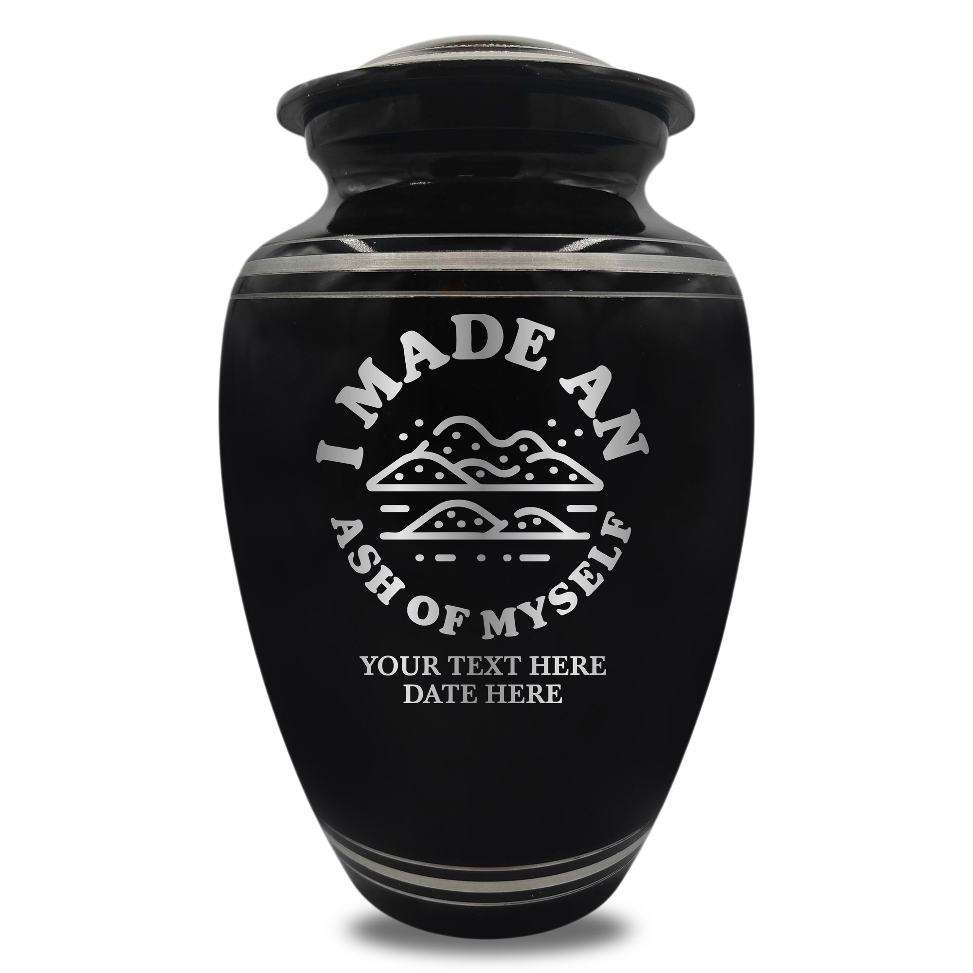 Polished Aluminum with Silver Rim Human Cremation Urn - 200 Cubic Inch | Afterlife Humor