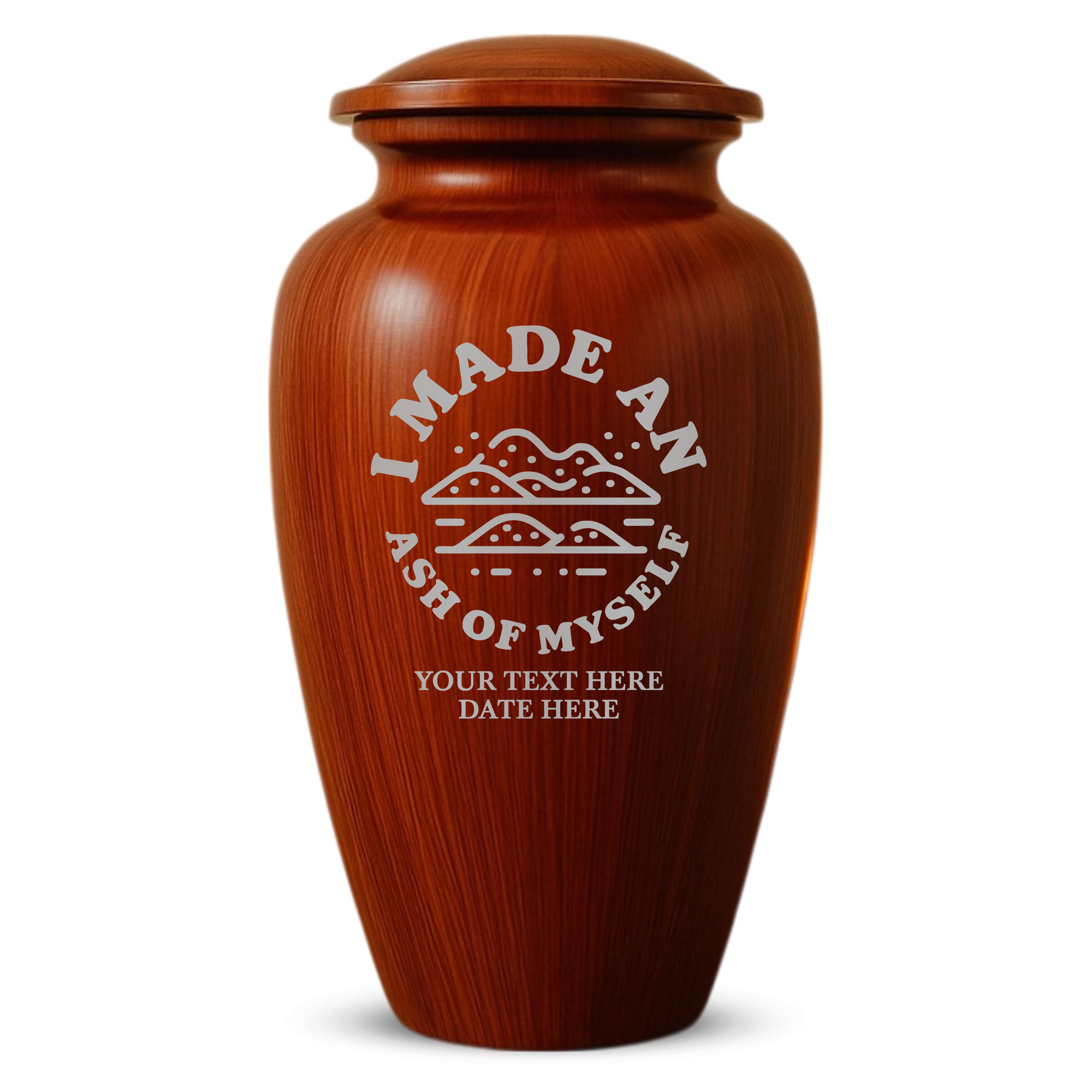 Human Cremation Urn - 200 Cubic Inch - Ingrained Wood Style Finish | Afterlife Humor