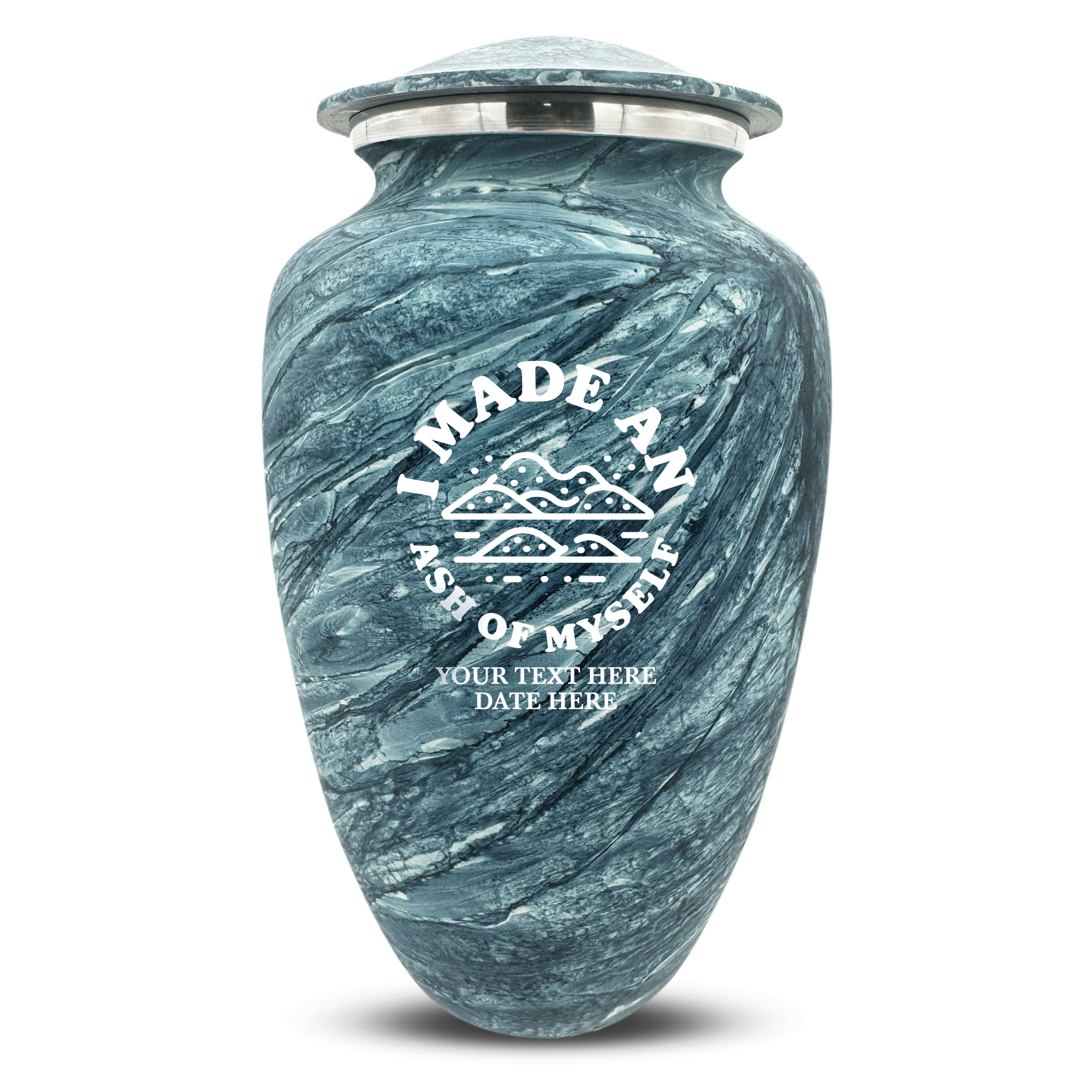 Custom Large Cremation Urn for Human Ashes - Soft Whisper Collection - Dark Humor Design - Distressed Finish - 200 Cubic Inch