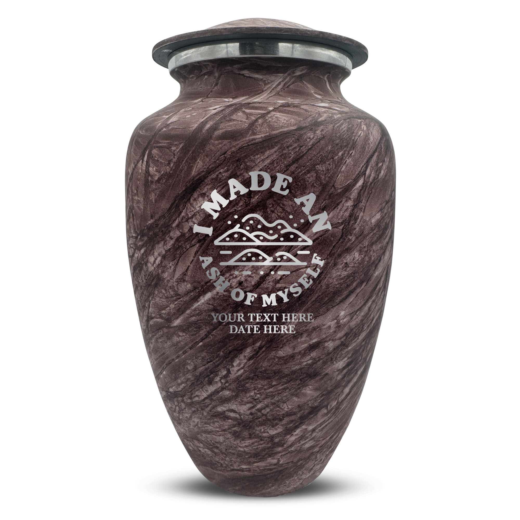 Custom Large Cremation Urn for Human Ashes - Soft Whisper Collection - Dark Humor Design - Distressed Finish - 200 Cubic Inch