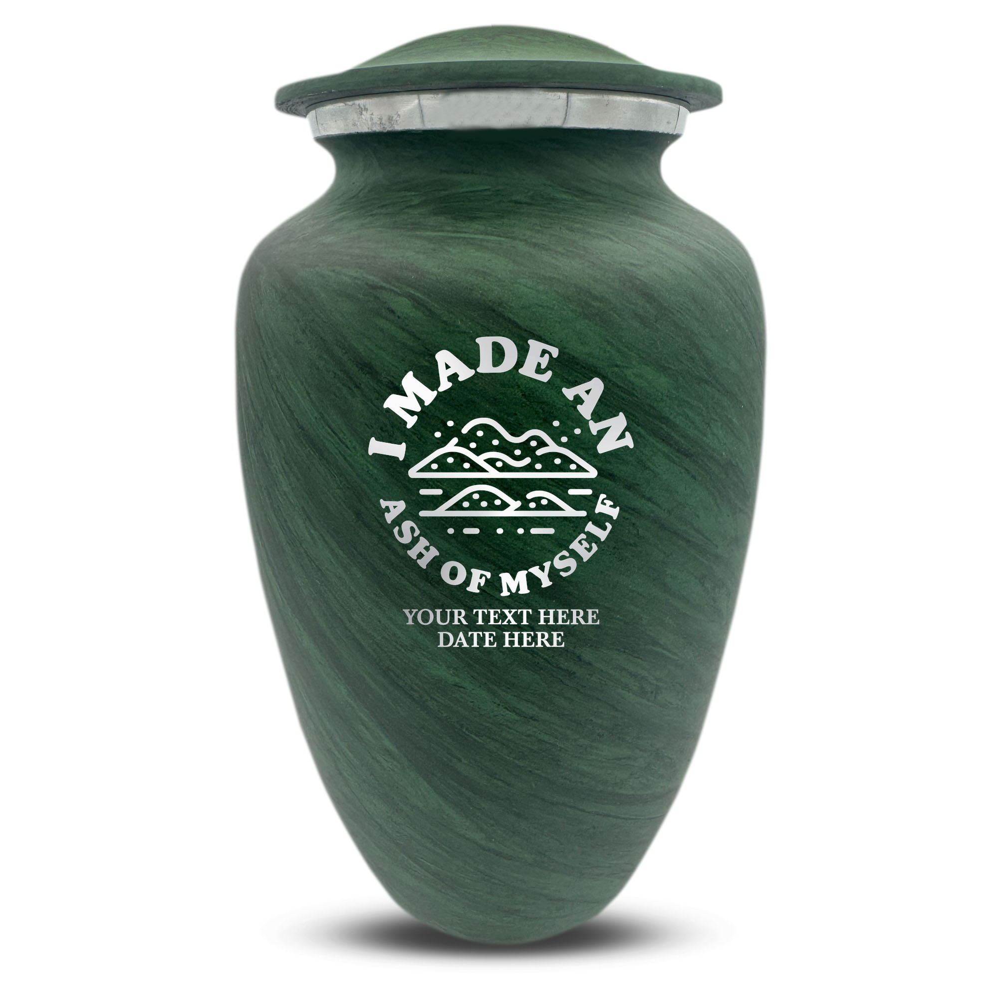 Custom Large Cremation Urn for Human Ashes - Soft Whisper Collection - Dark Humor Design - Distressed Finish - 200 Cubic Inch
