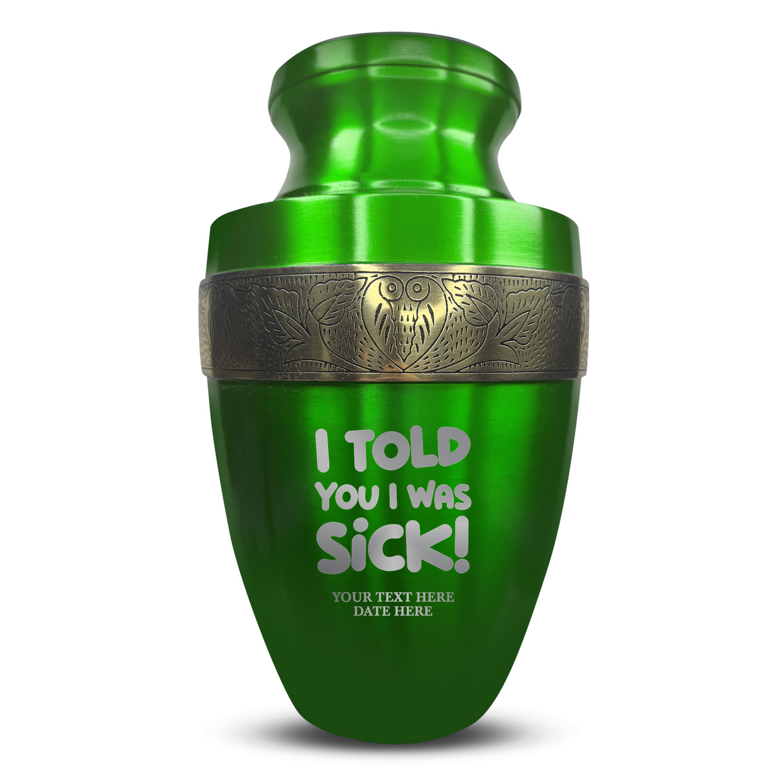 Custom Aluminum Human Urn - Dark Humor Design - Elite Collection with Gold Inlay - 200 Cubic Inch
