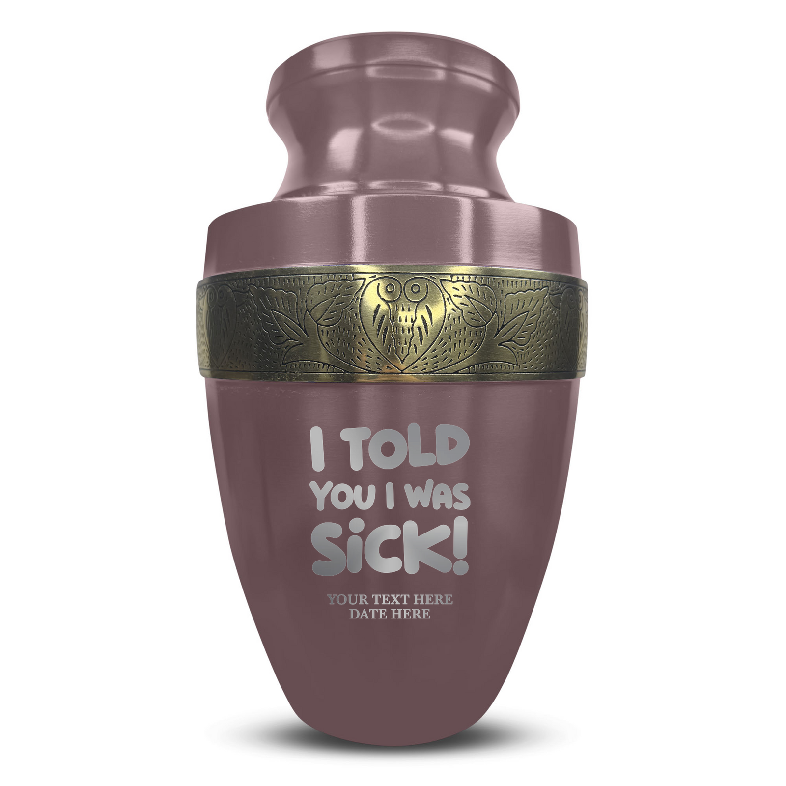 Custom Aluminum Human Urn - Dark Humor Design - Elite Collection with Gold Inlay - 200 Cubic Inch