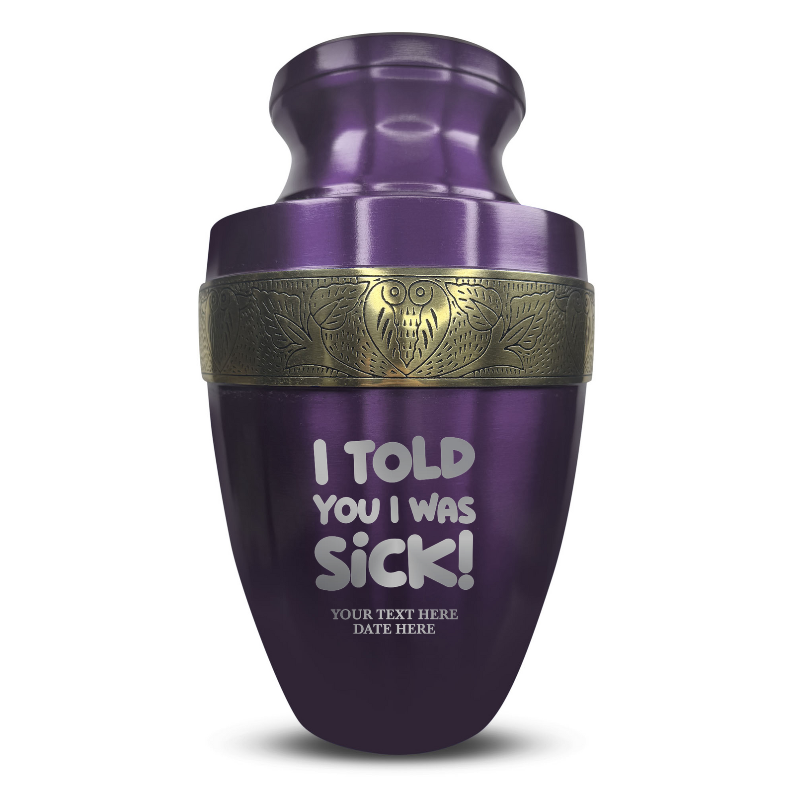 Custom Aluminum Human Urn - Dark Humor Design - Elite Collection with Gold Inlay - 200 Cubic Inch