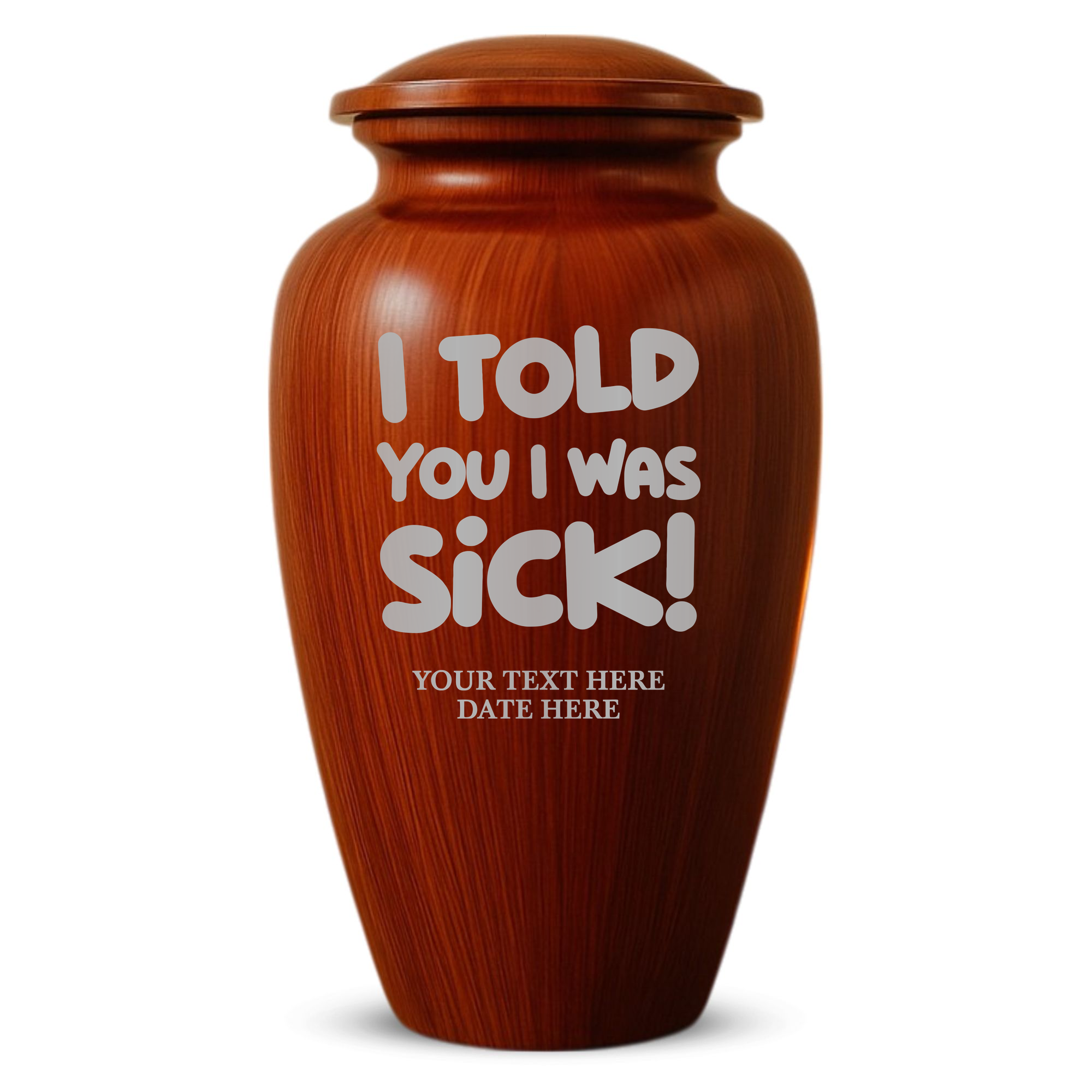 Human Cremation Urn - 200 Cubic Inch - Ingrained Wood Style Finish | Dark Humor