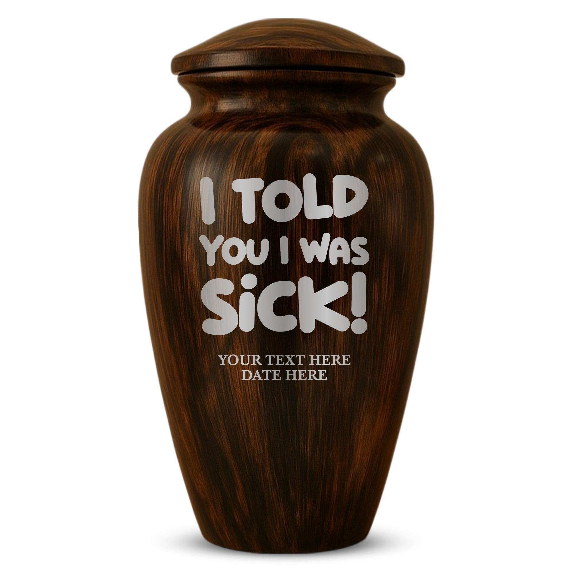 Human Cremation Urn - 200 Cubic Inch - Ingrained Wood Style Finish | Dark Humor