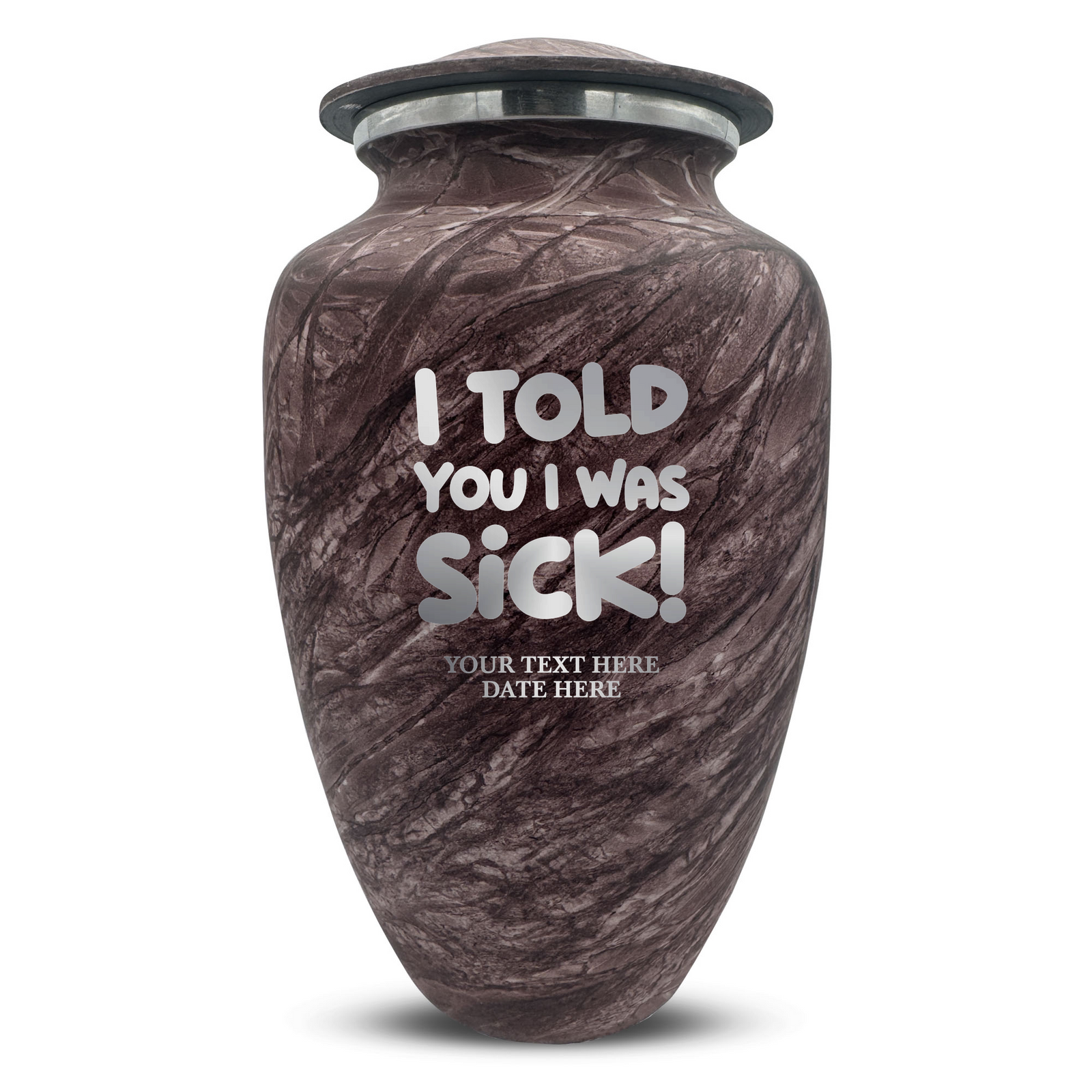 Custom Human Urns - Soft Whisper Collection - Dark Humor Design - Distressed Finish - 200 Cubic Inch