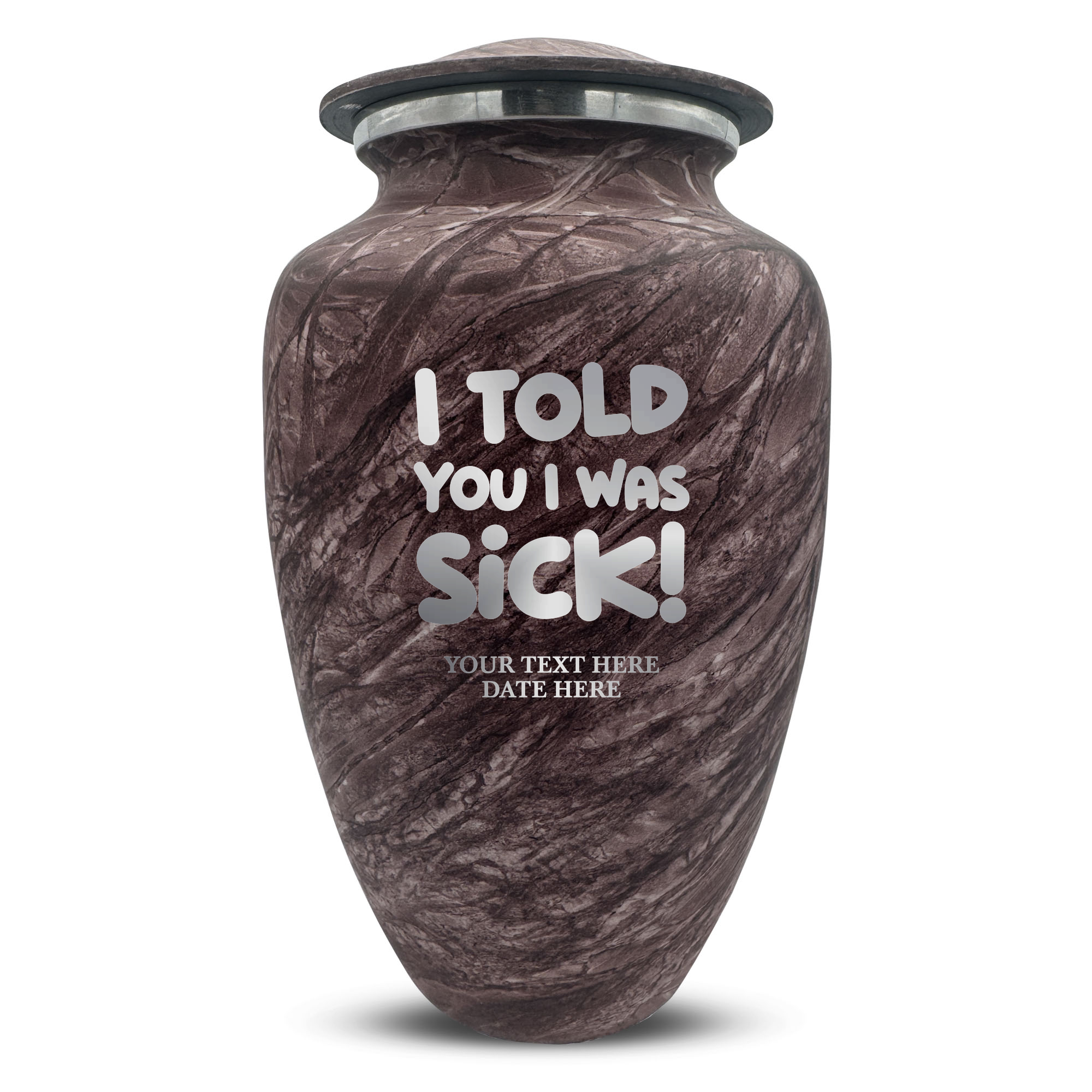 Custom Large Cremation Urn for Human Ashes - Soft Whisper Collection - Dark Humor Design - Distressed Finish - 200 Cubic Inch