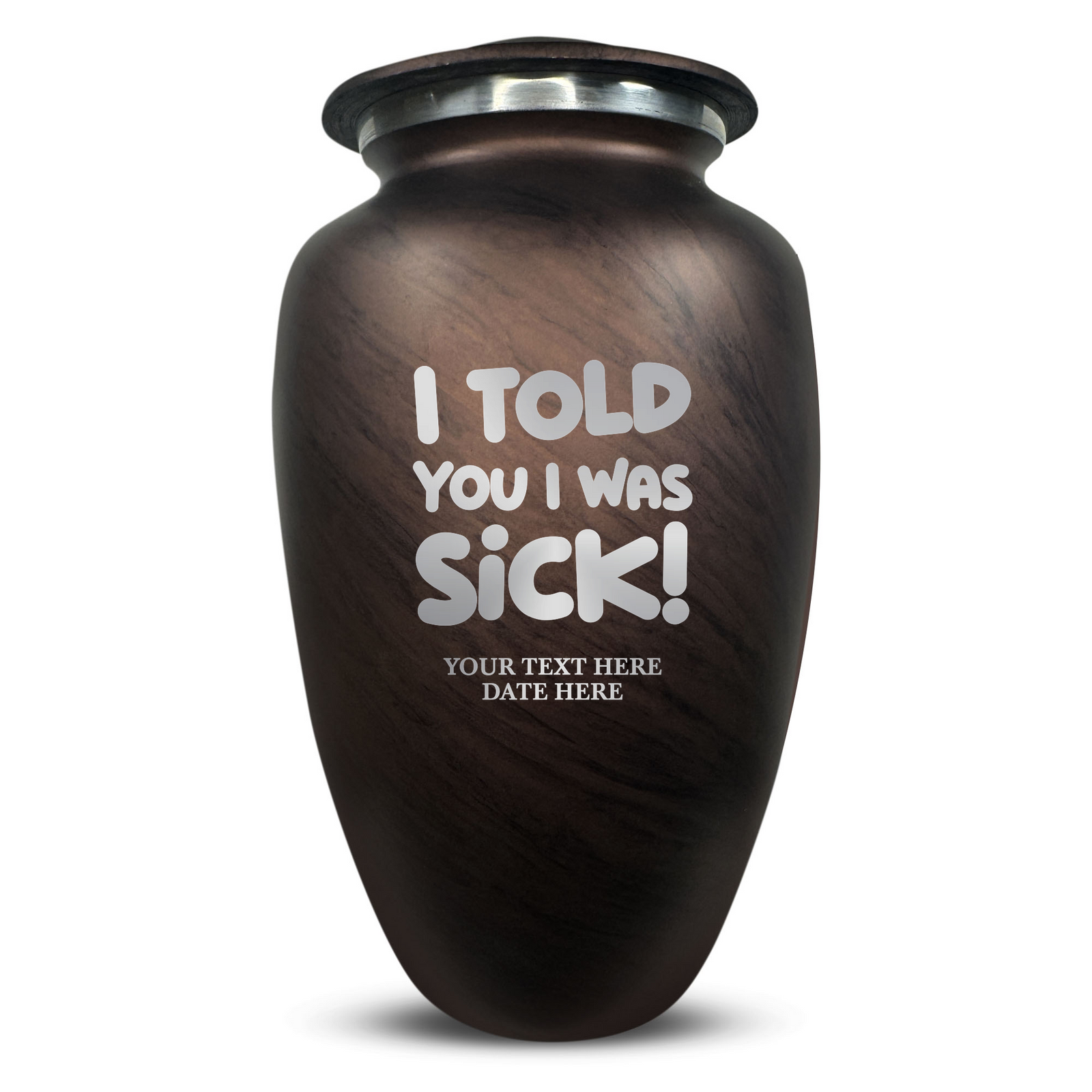Custom Human Urns - Soft Whisper Collection - Dark Humor Design - Distressed Finish - 200 Cubic Inch