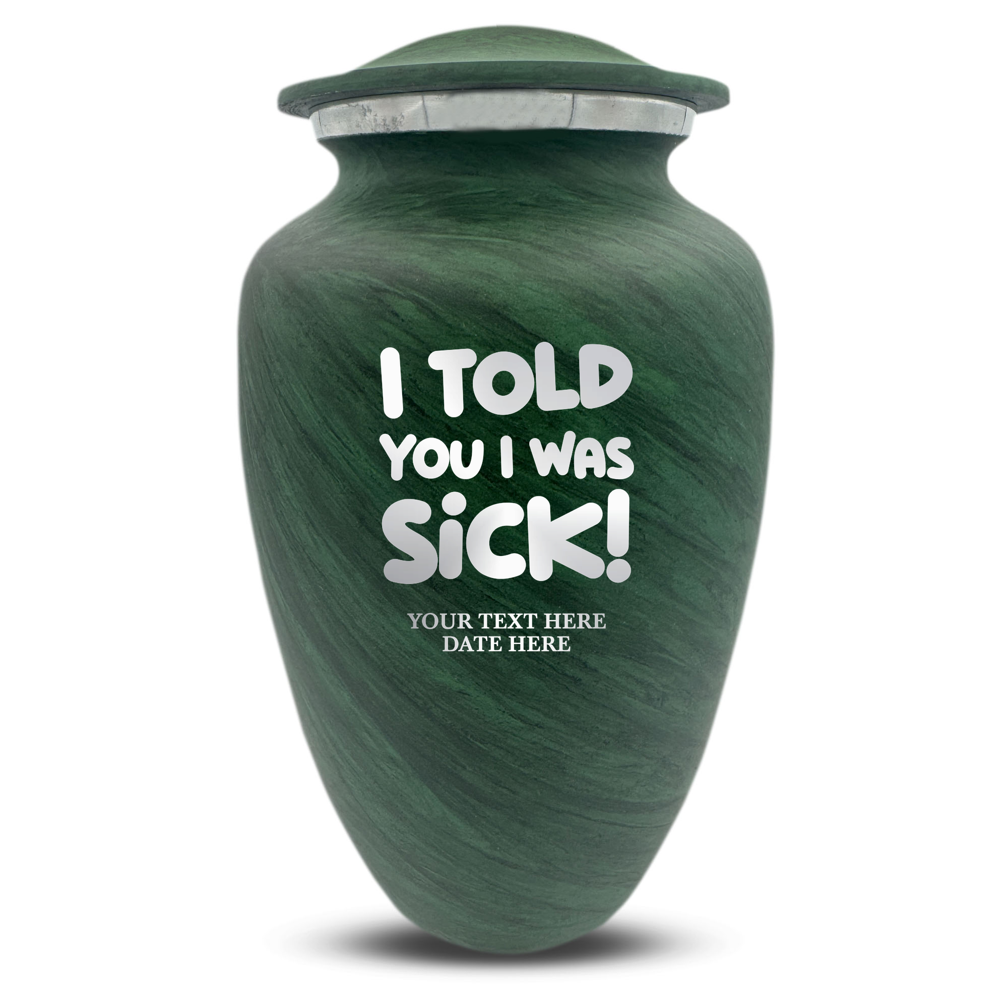 Custom Large Cremation Urn for Human Ashes - Soft Whisper Collection - Dark Humor Design - Distressed Finish - 200 Cubic Inch