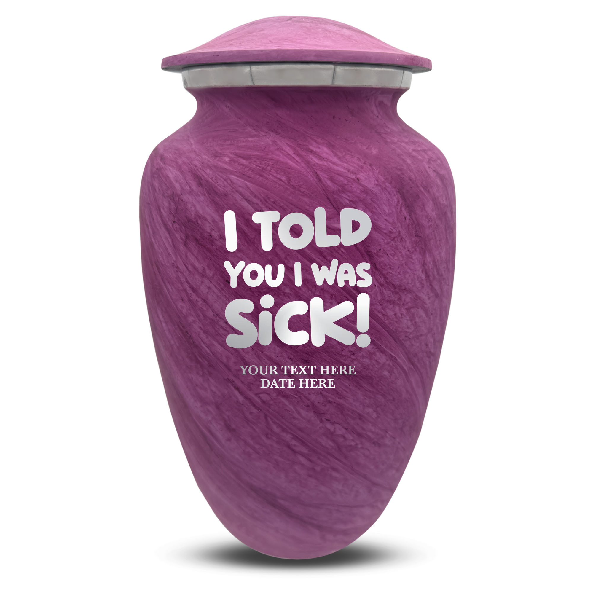 Custom Large Cremation Urn for Human Ashes - Soft Whisper Collection - Dark Humor Design - Distressed Finish - 200 Cubic Inch