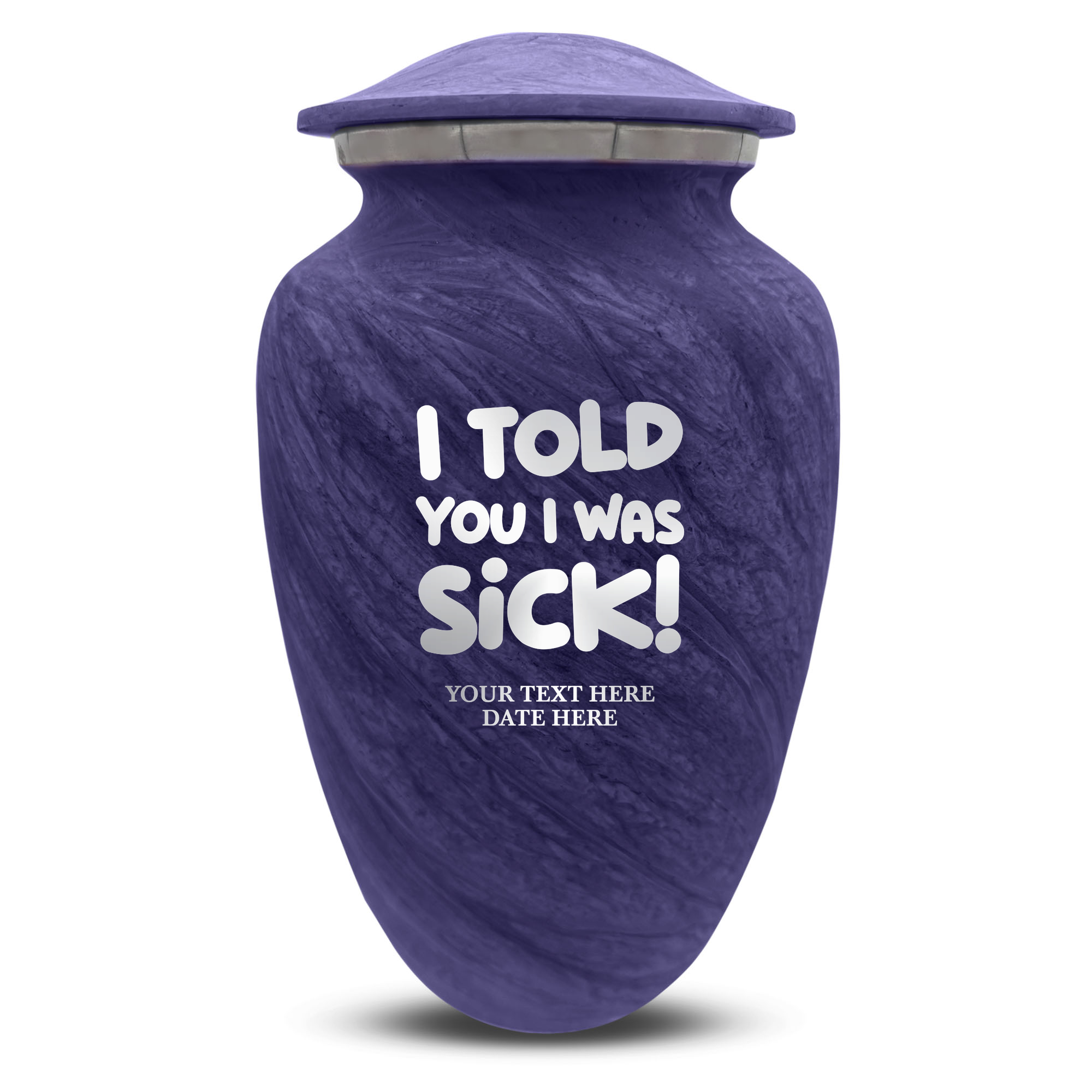 Custom Large Cremation Urn for Human Ashes - Soft Whisper Collection - Dark Humor Design - Distressed Finish - 200 Cubic Inch