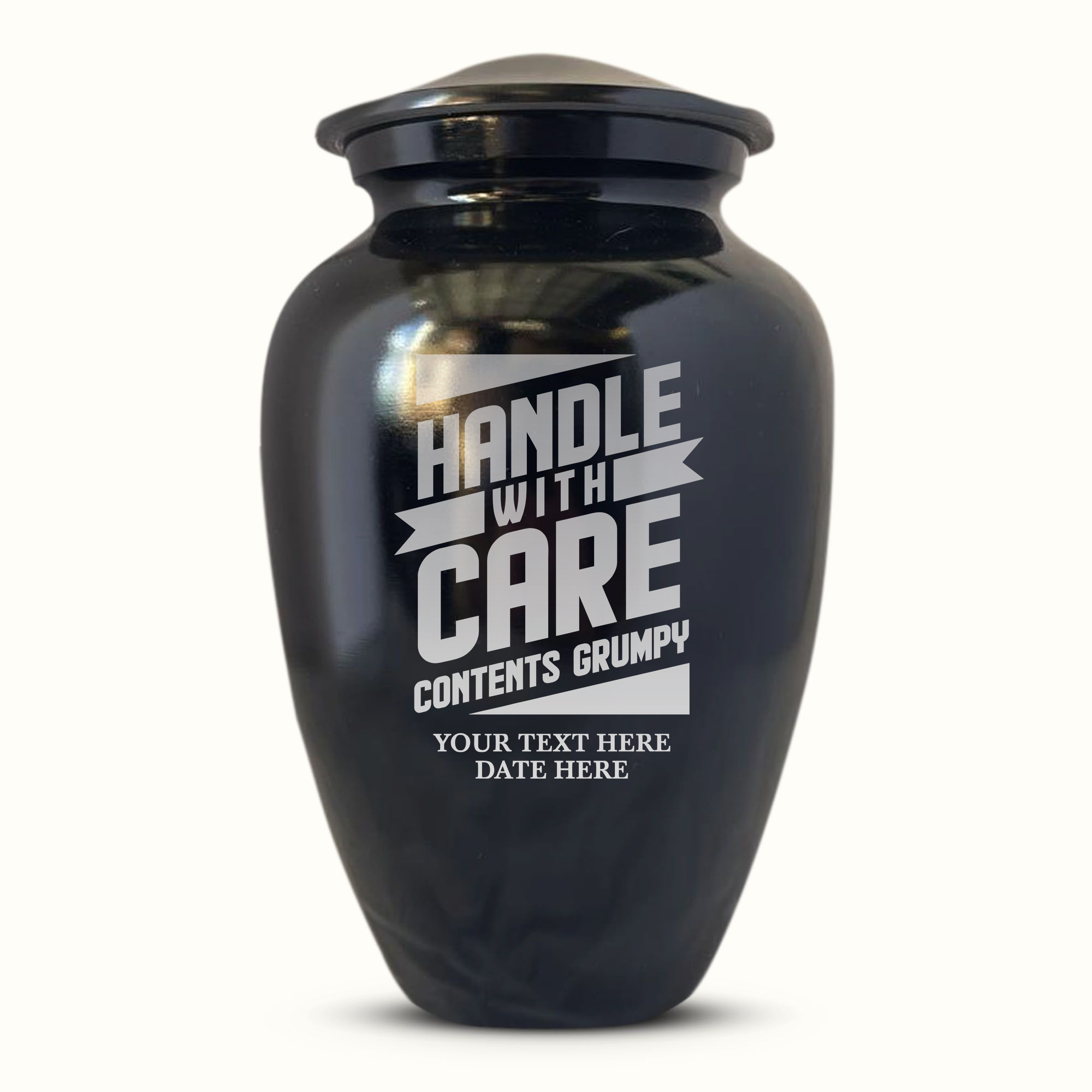 Polished Black Aluminum Human Cremation Urn - 200 Cubic Inch | Funny Memorial