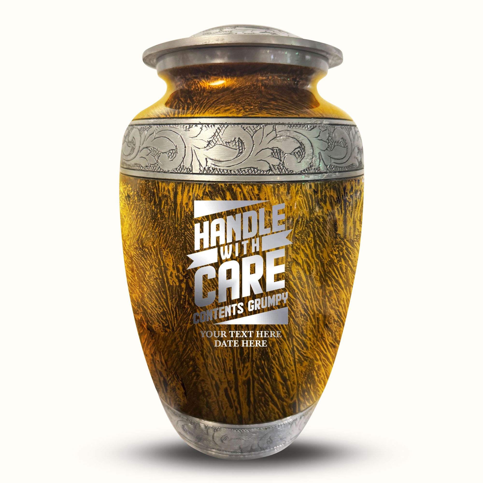 Custom Large Cremation Urn for Human Ashes - Elevate Collection - Simple Humor Design - Distressed Finish - 200 Cubic Inch